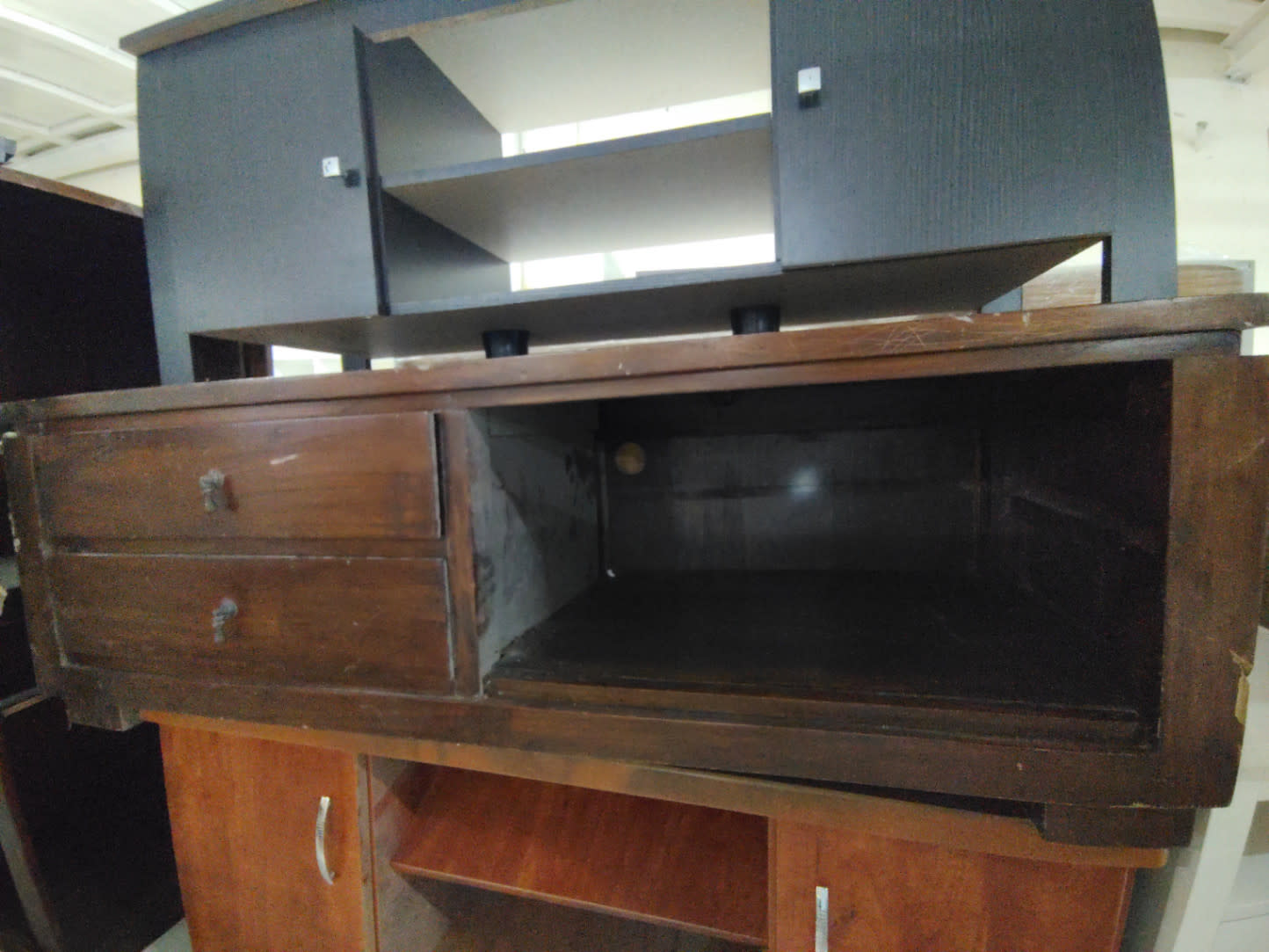 TV Stand with Drawers and Open Shelf