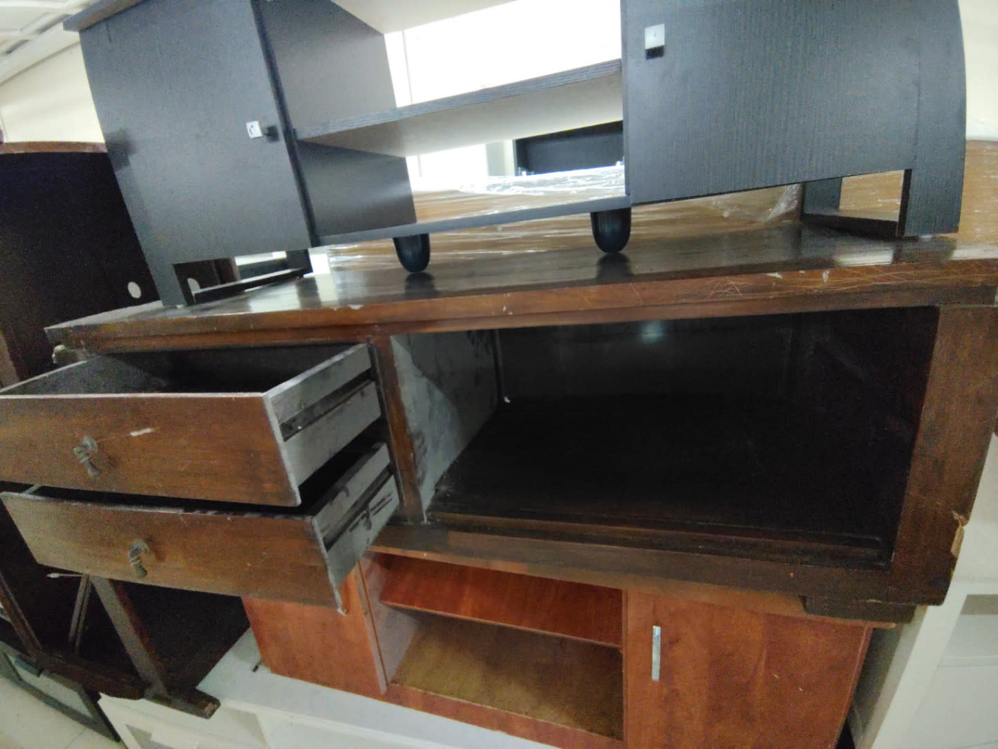 TV Stand with Drawers and Open Shelf 2