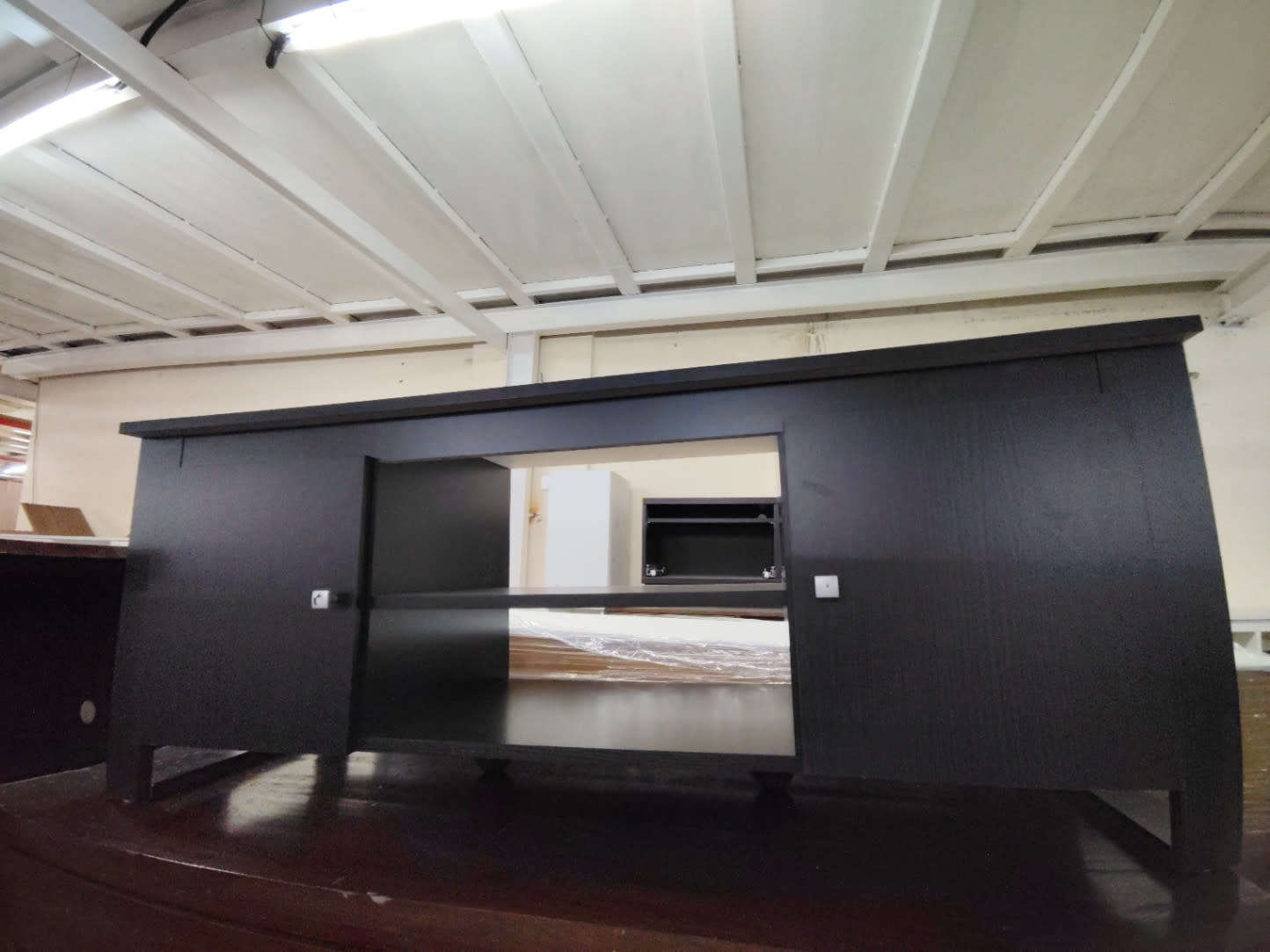 TV Stand with Side Cabinets and Open Shelves