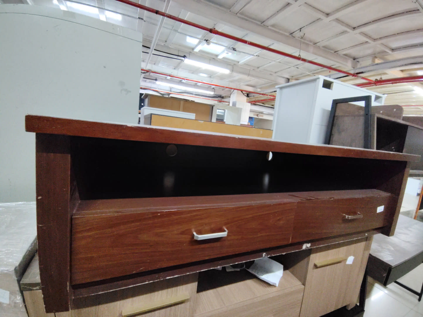 TV Stand with Open Shelf and Two Drawers