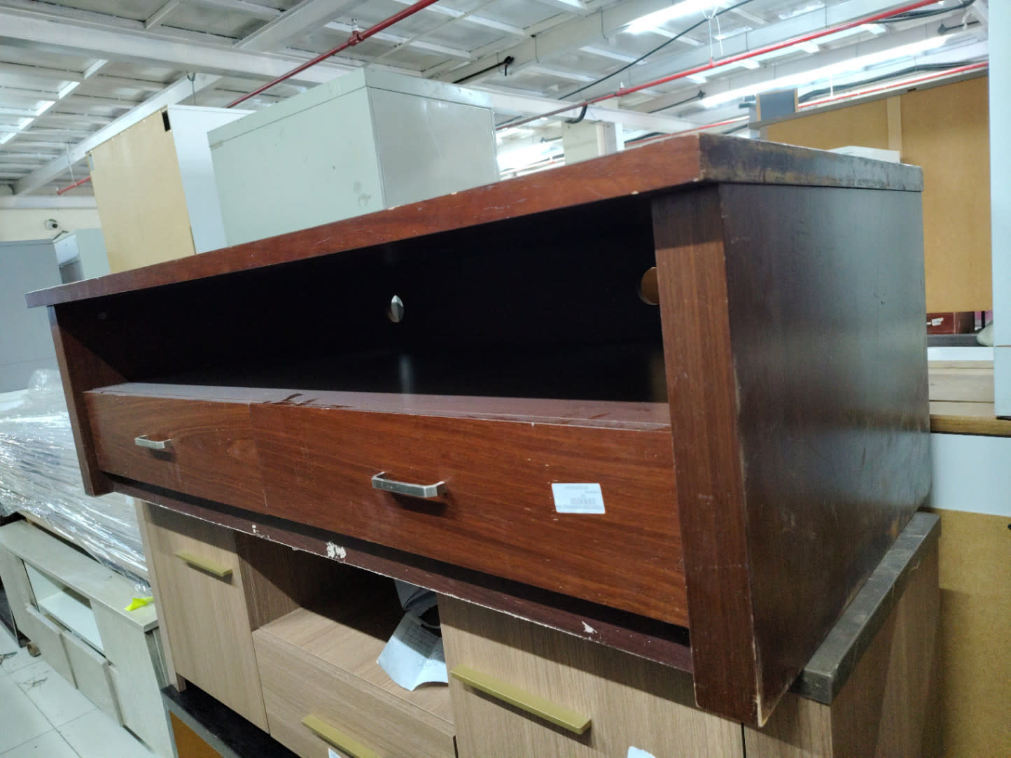 TV Stand with Open Shelf and Two Drawers 2