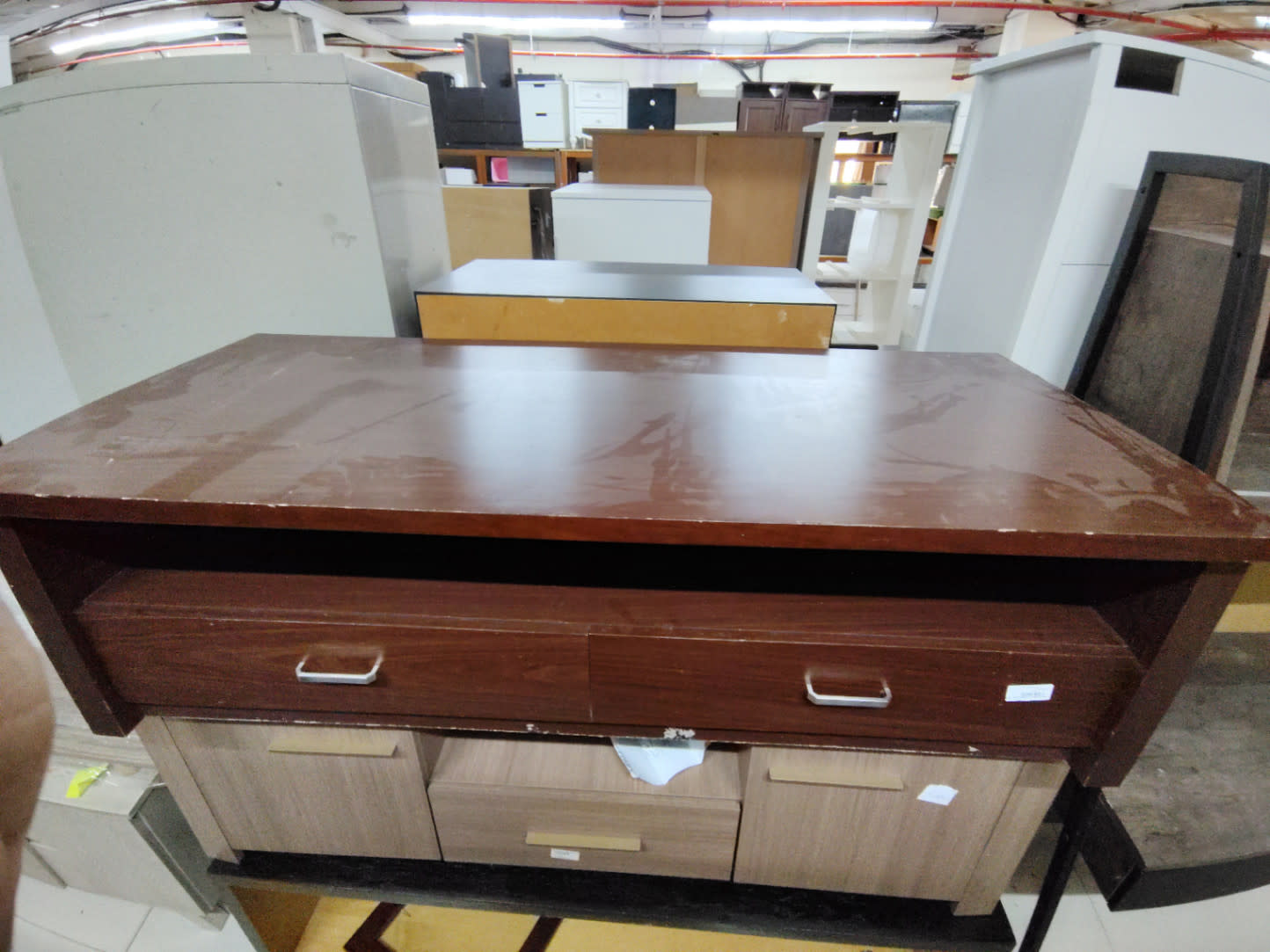 TV Stand with Open Shelf and Two Drawers 3