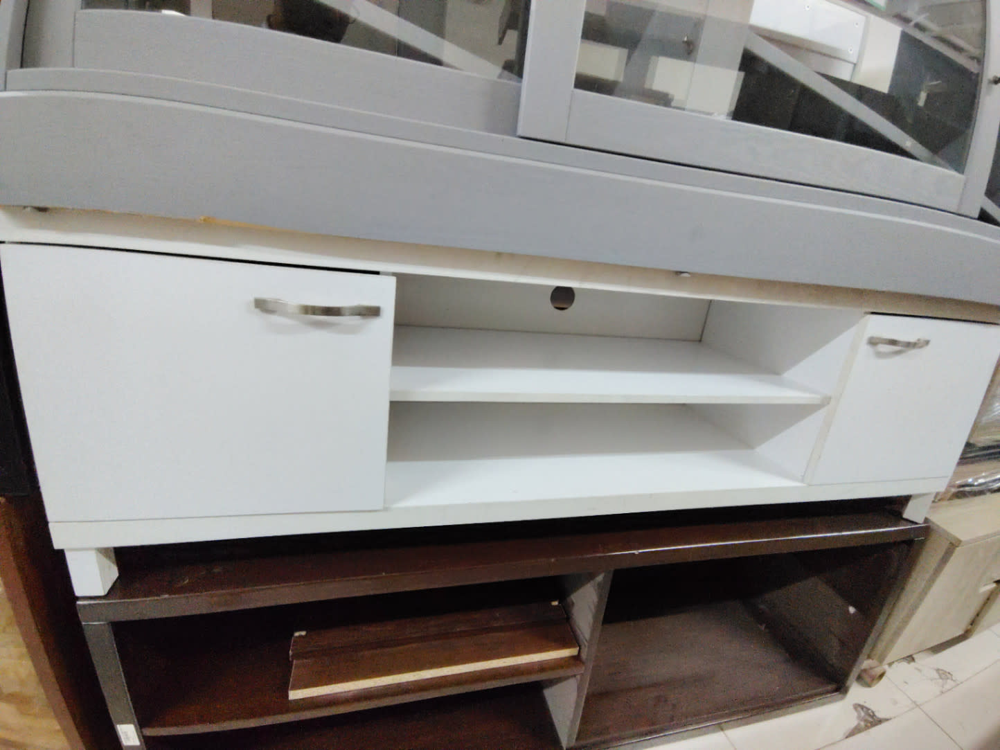 TV Stand with Side Cabinets and Open Shelves