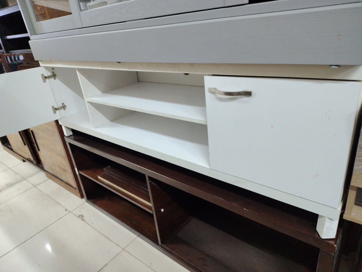 TV Stand with Side Cabinets and Open Shelves 3