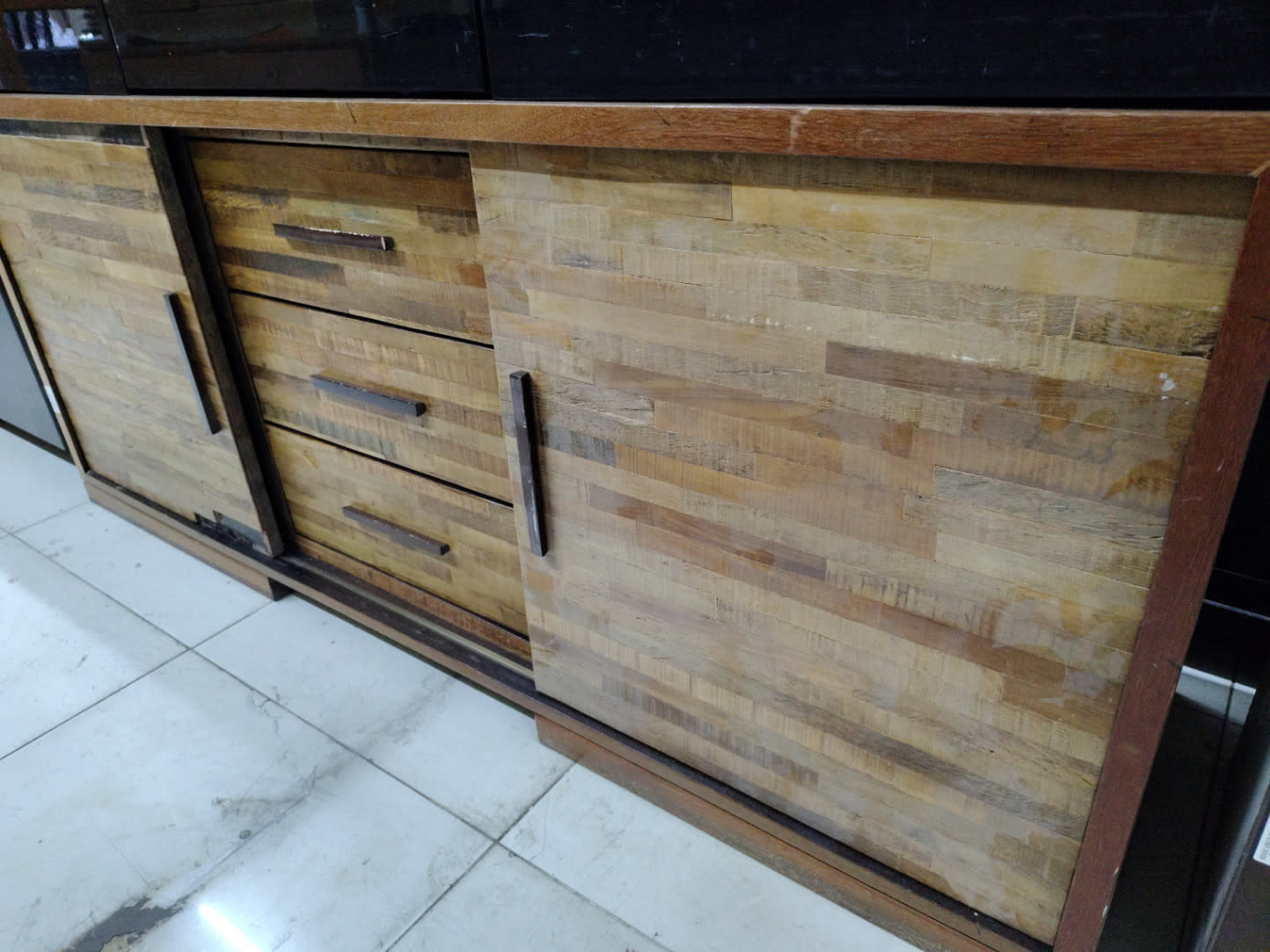 Wooden TV Stand with Drawers and Cabinets 2