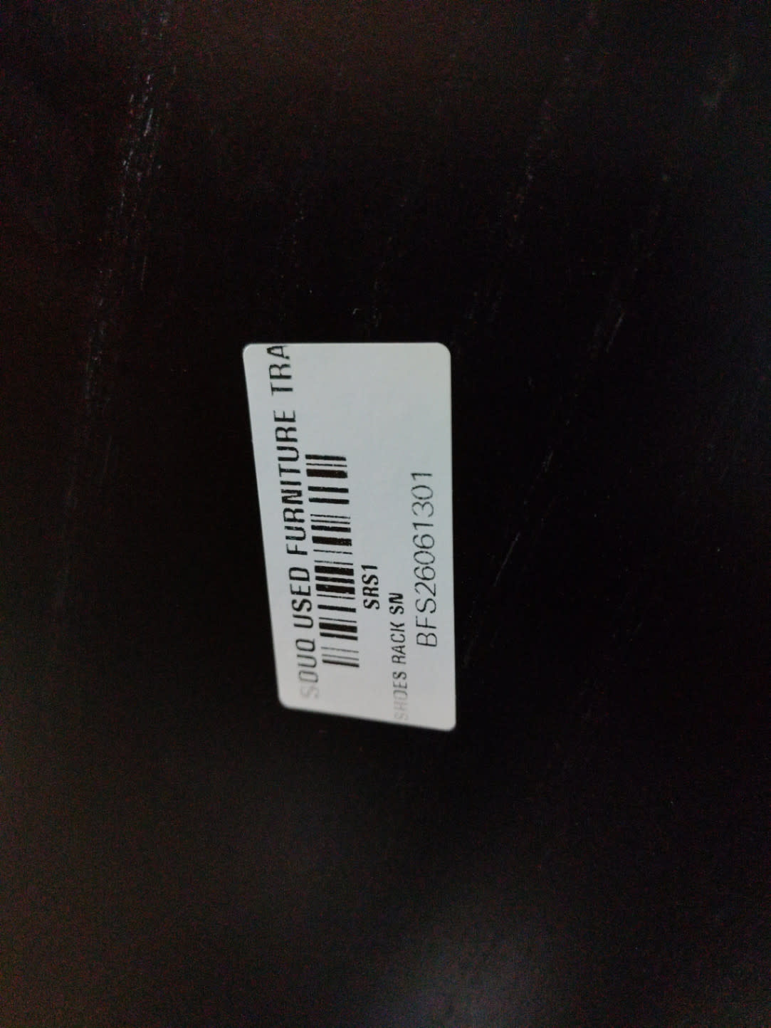Bufaisal barcode label BFS26061301 for used black two-door shoe cabinet
