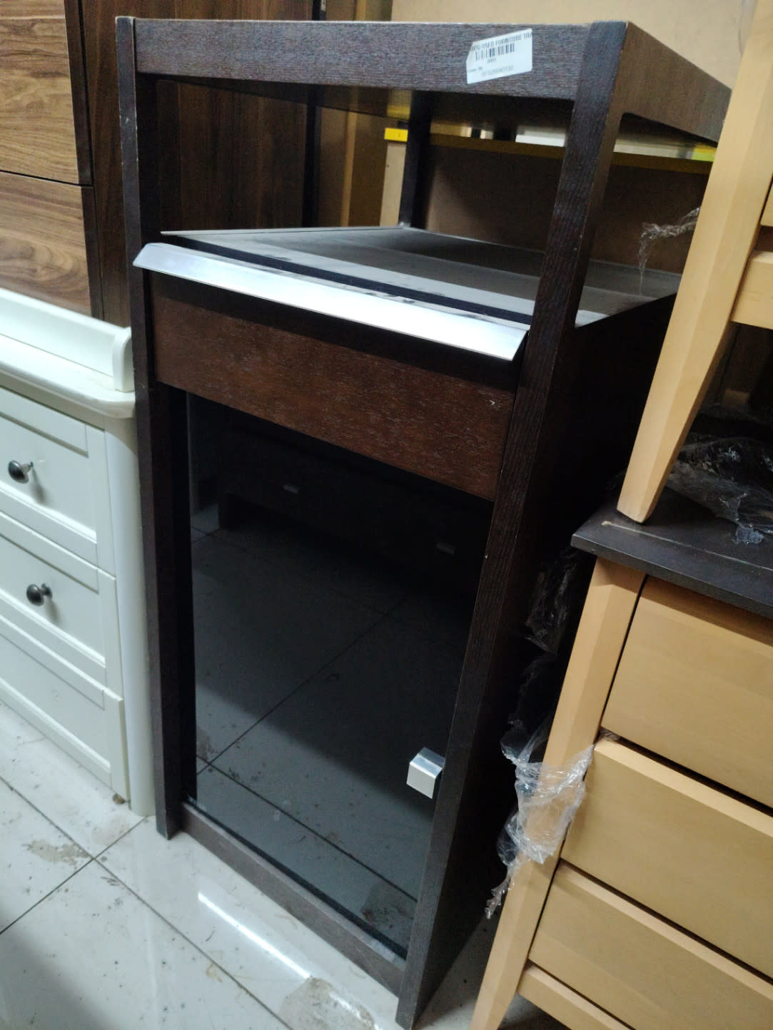 Bedside Table with Drawer and Glass Door 2