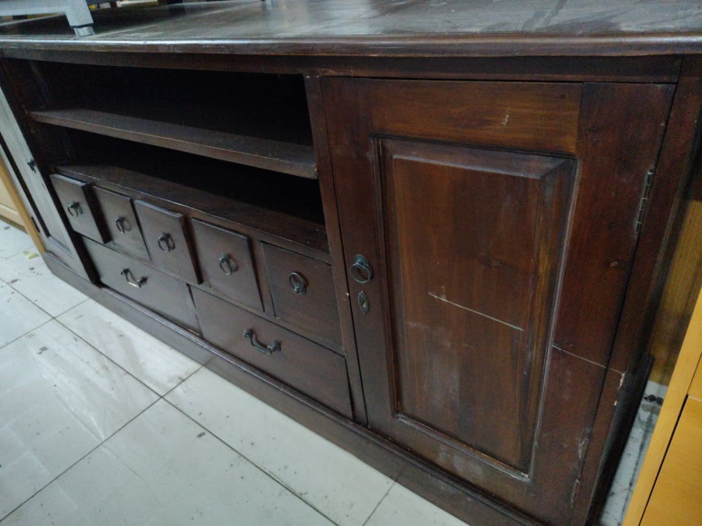 Wooden TV Stand with Drawers and Cabinet 2