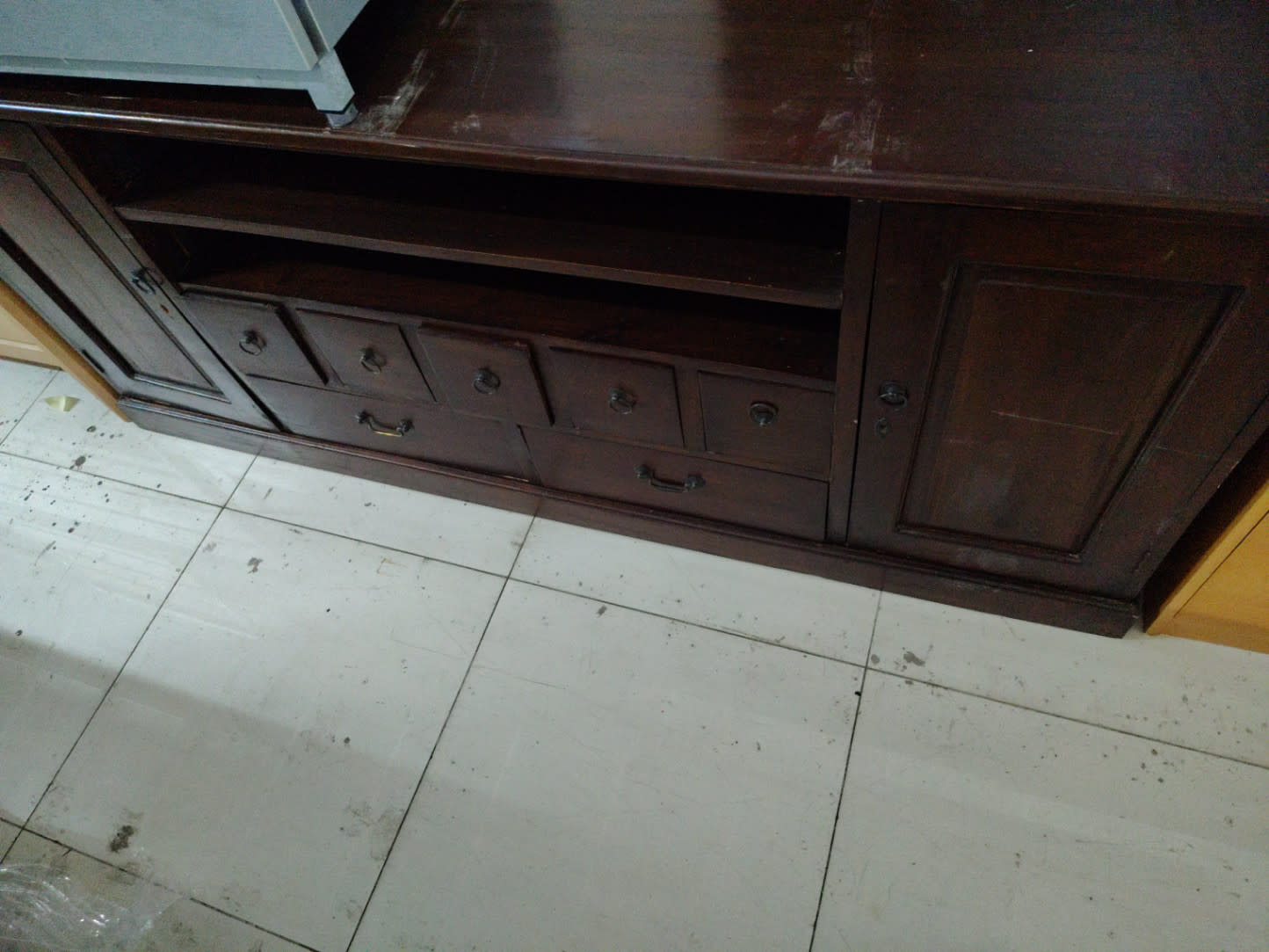 Wooden TV Stand with Drawers and Cabinet 3