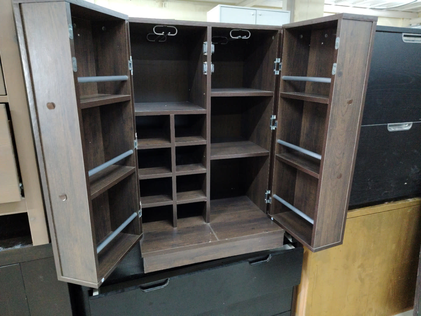 Two-Door Shoe Cabinet with Multiple Shelves 3