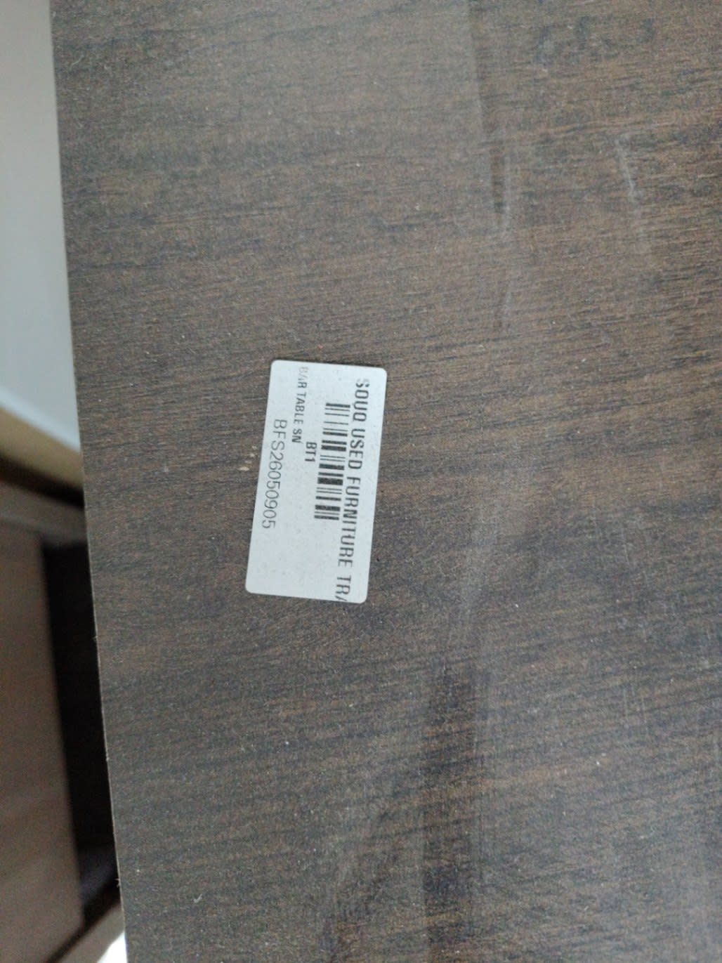 Bufaisal barcode label BFS260509905 on used two-door shoe cabinet