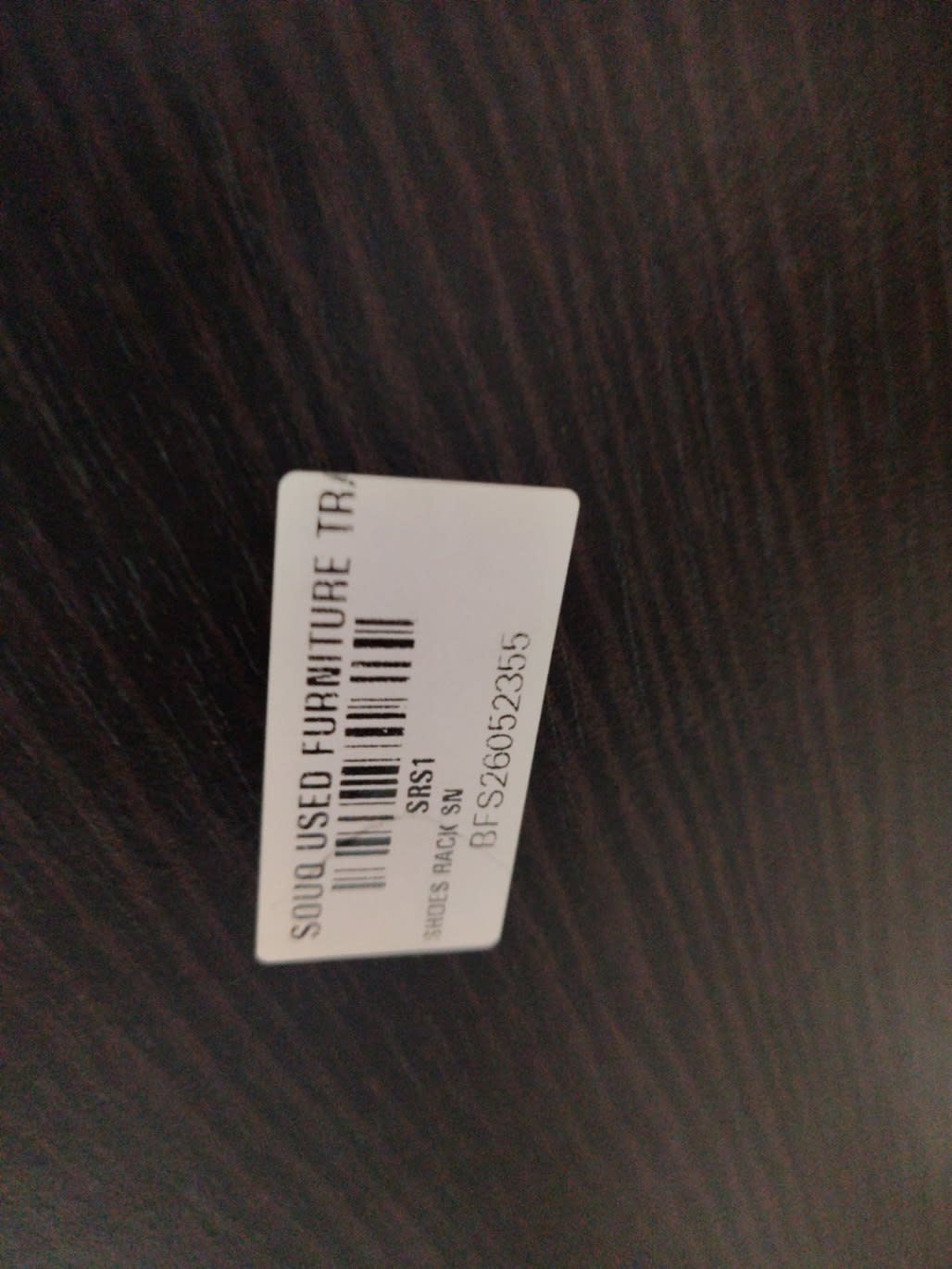 Bufaisal barcode label BFS26052355 for used 3-door shoe rack