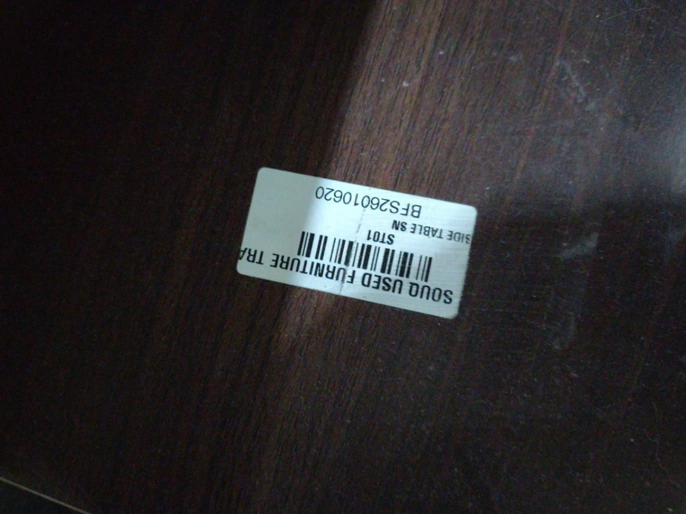 Bufaisal barcode label BFS26010620 for used chest of drawers at Shop C Ajman