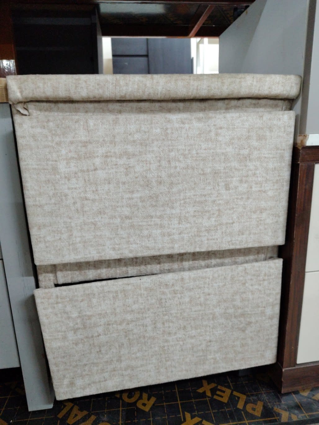 Fabric Storage Ottoman with Drawers