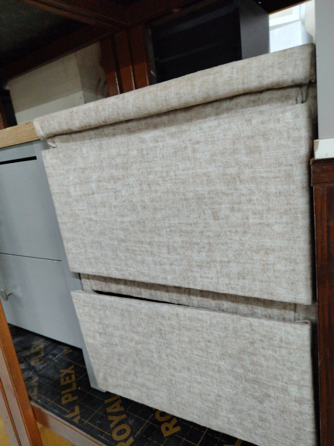 Fabric Storage Ottoman with Drawers 2