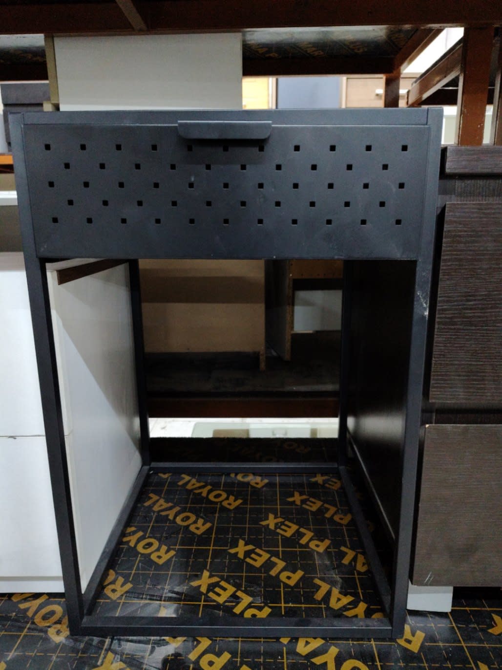Metal Nightstand with Drawer and Open Shelf