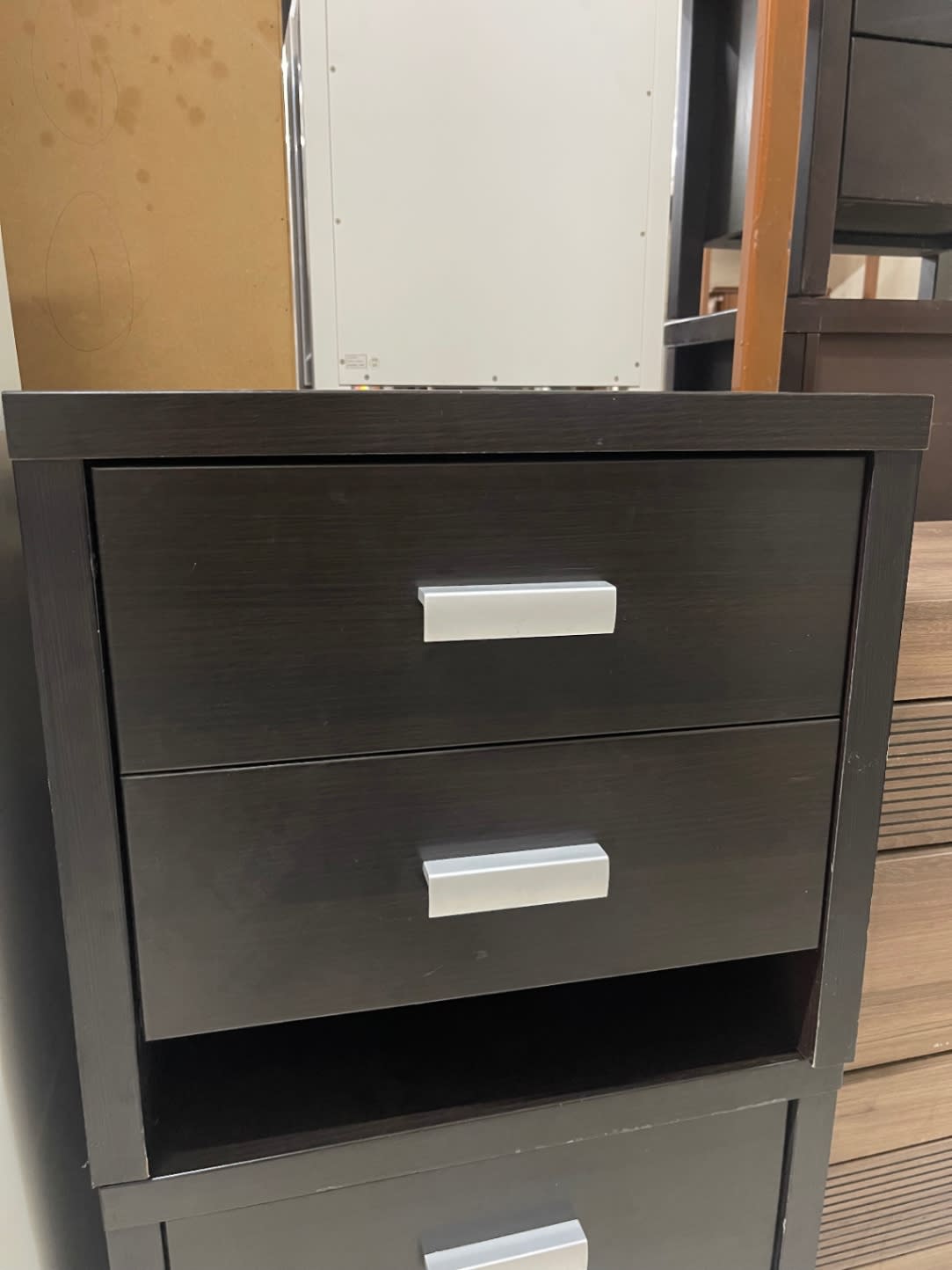 Nightstand with 2 Drawers and Open Shelf
