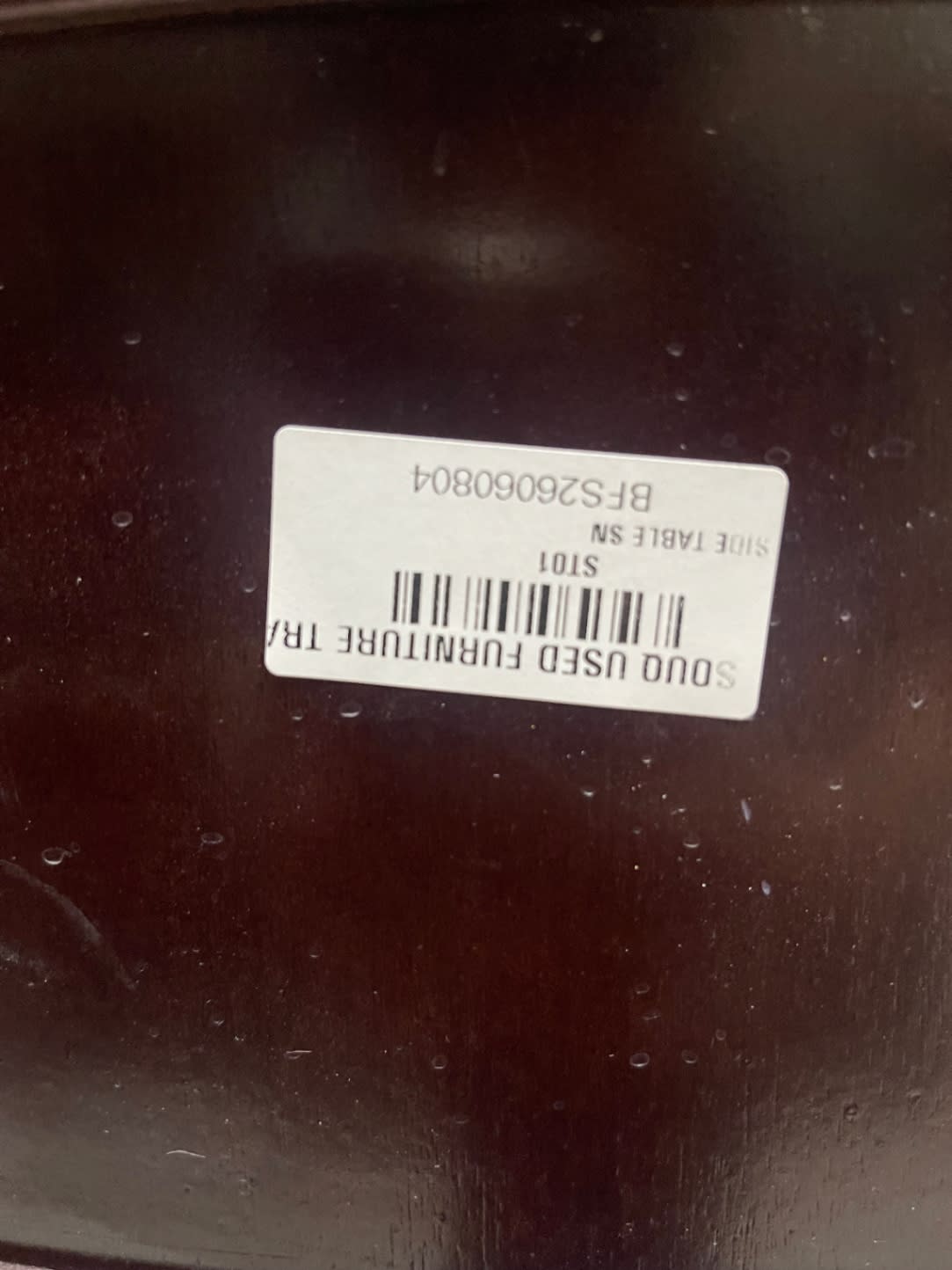 Bufaisal barcode label BFS26060804 for used 4-drawer nightstand side table
