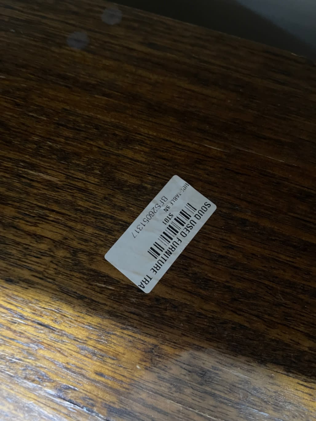 Bufaisal barcode label BFS26051317 for used 2-drawer bedside table