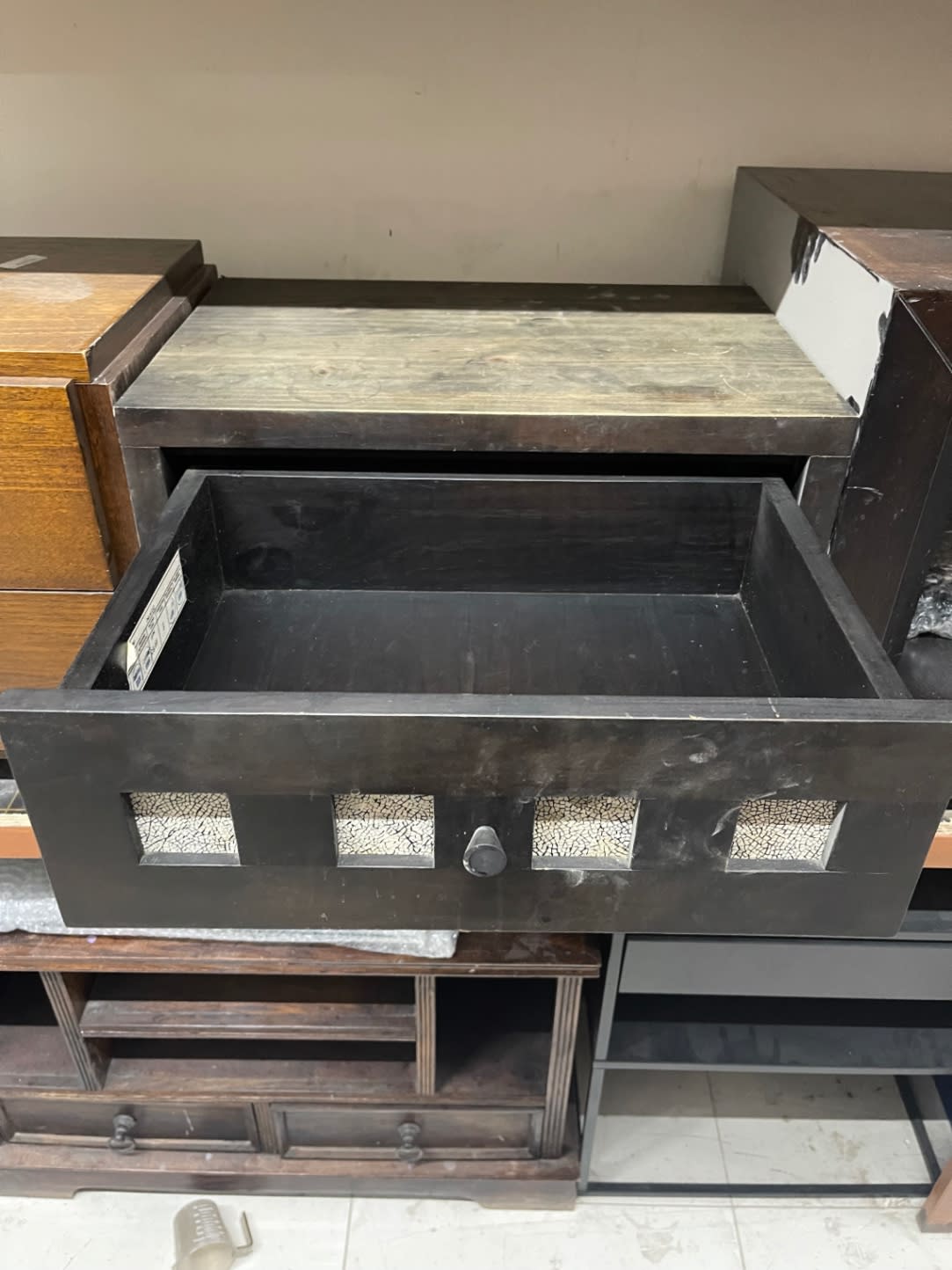 Wooden Nightstand with Drawer and Wine Rack 3