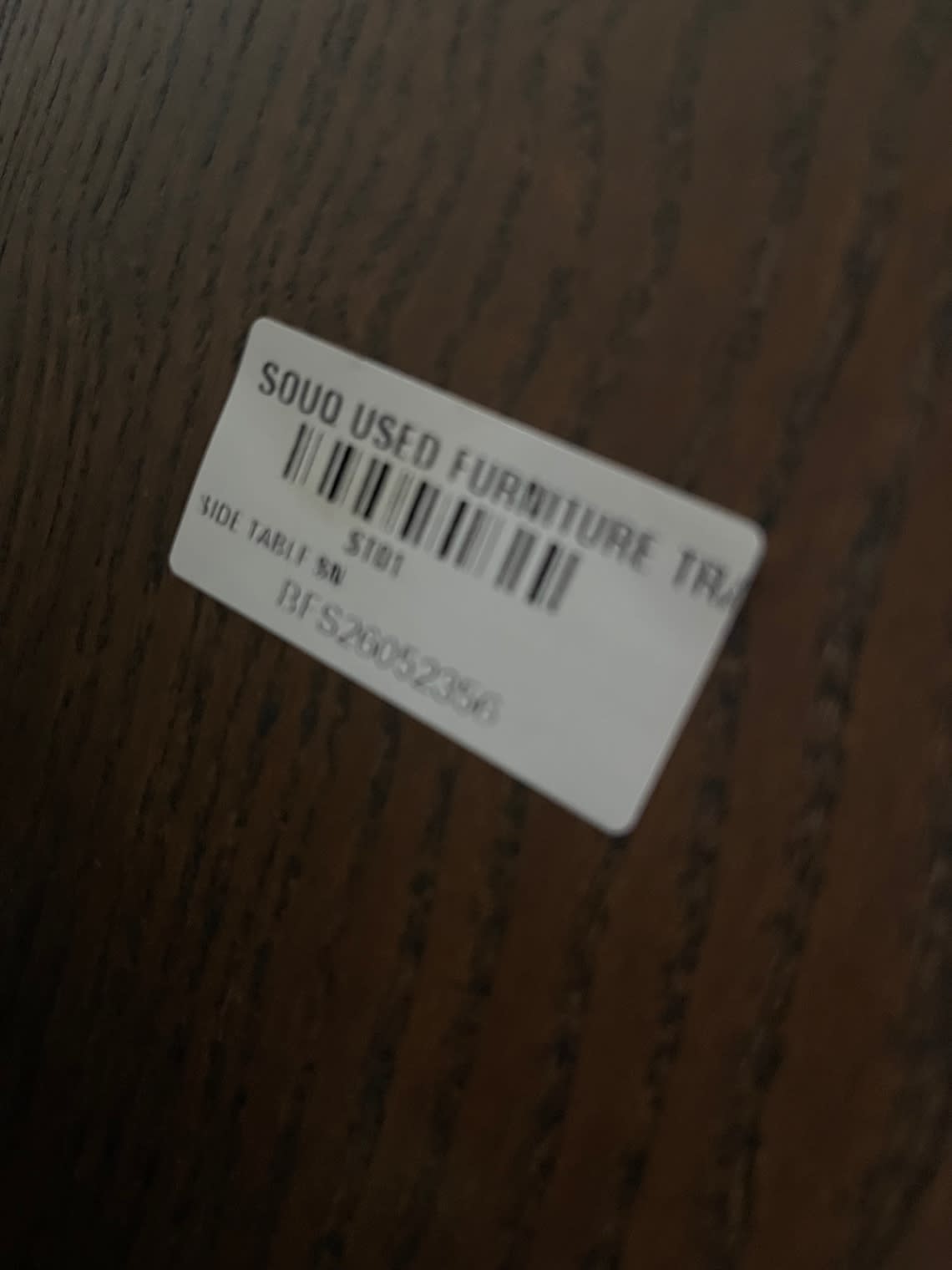 Bufaisal barcode label BFS26052356 for used 2-drawer bedside table