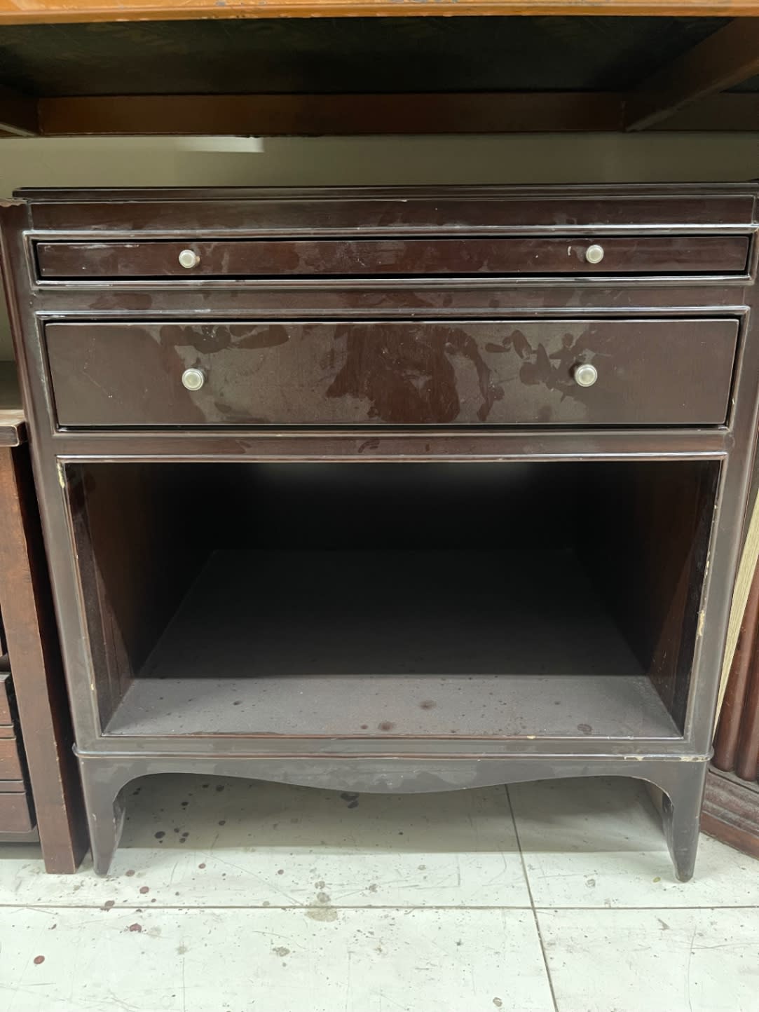 Nightstand with Drawers and Open Shelf