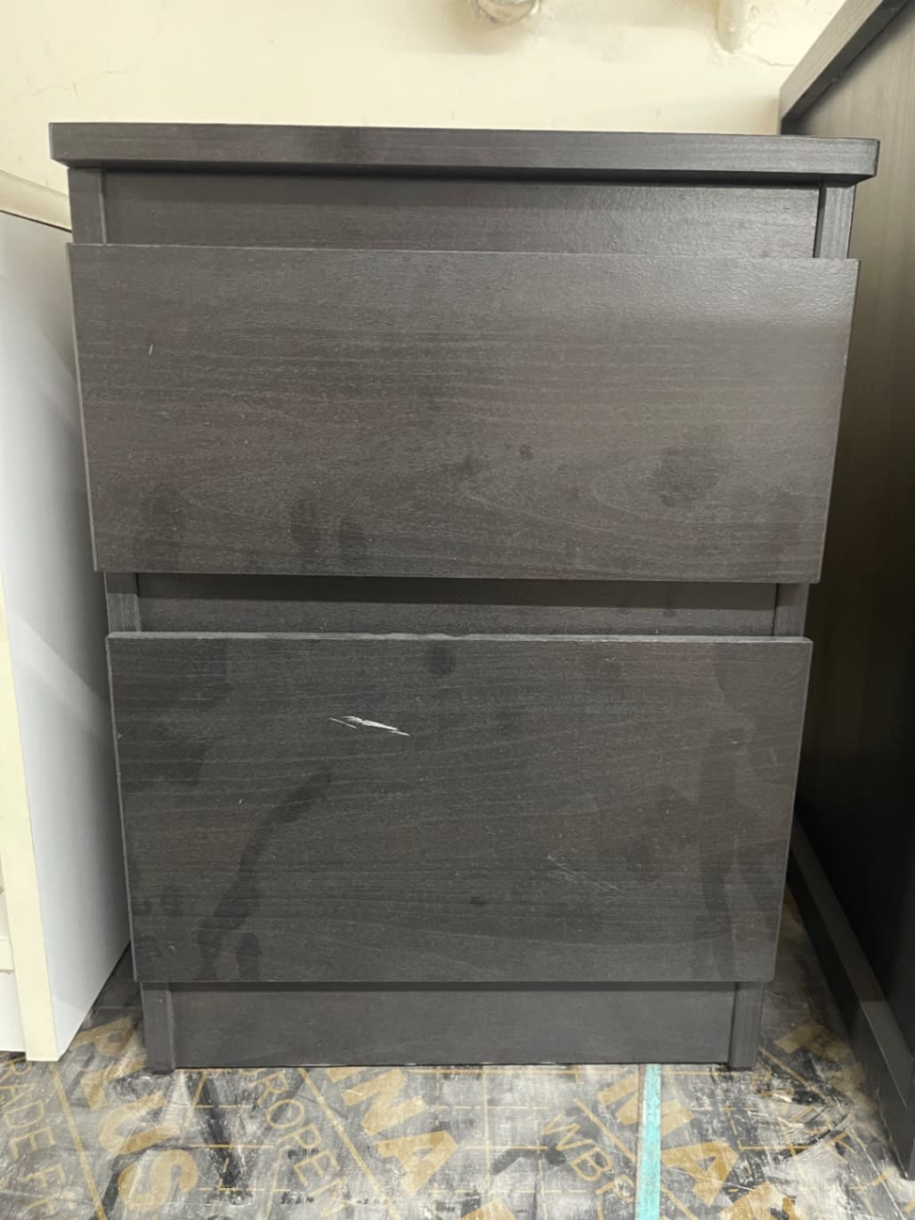 Bufaisal barcode label for used 2-drawer nightstand black-brown