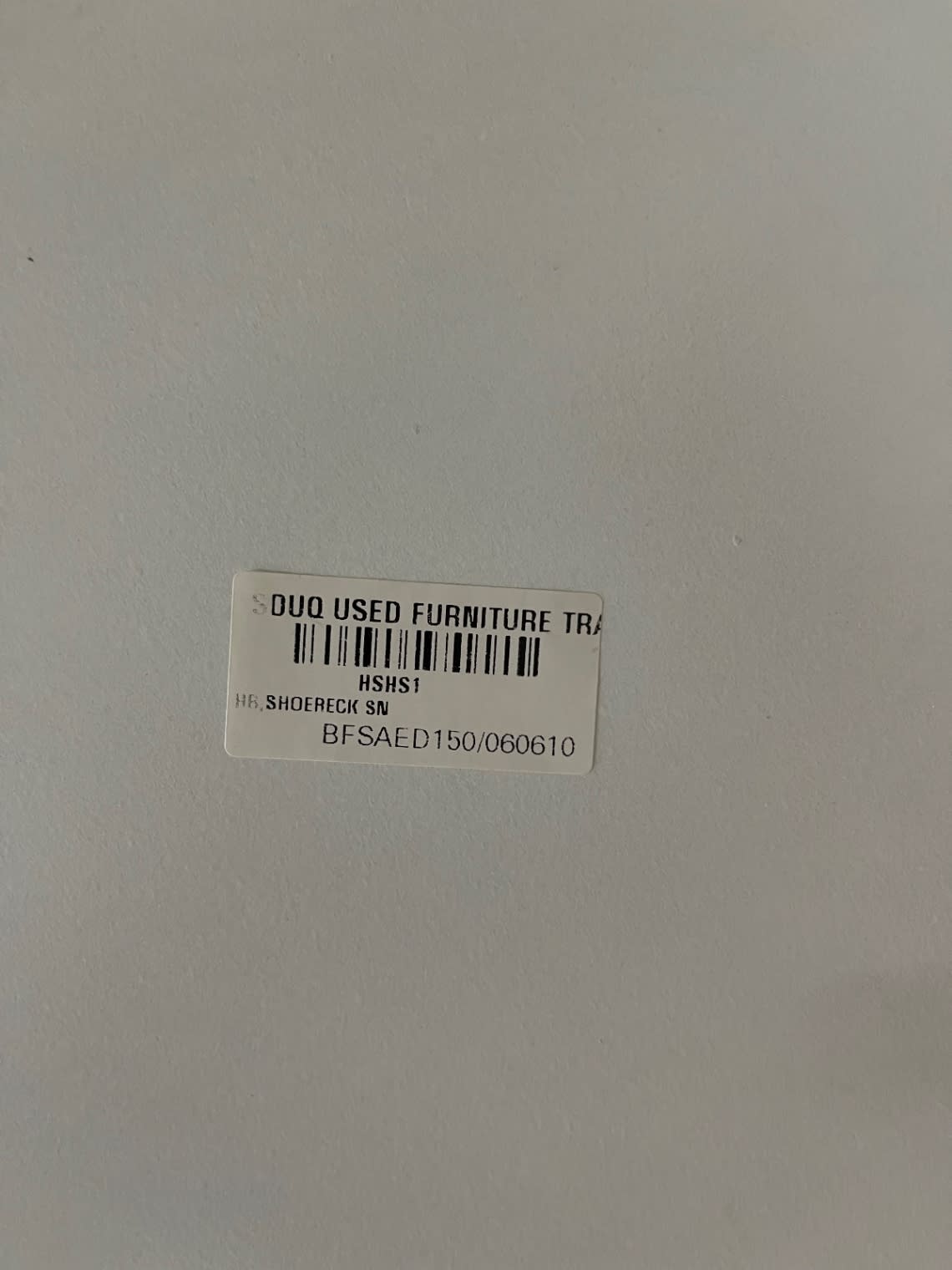 Bufaisal barcode label BFSAED150060610 for new tall white shoe rack cabinet