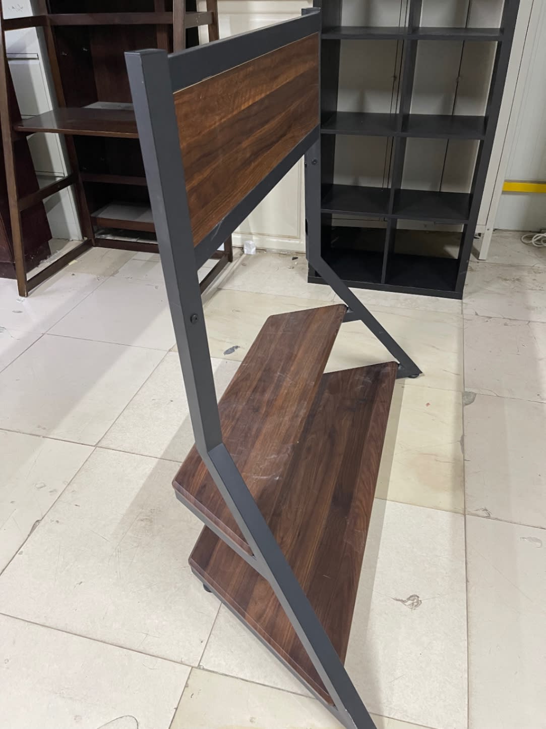 Industrial TV Stand with Shelves 2