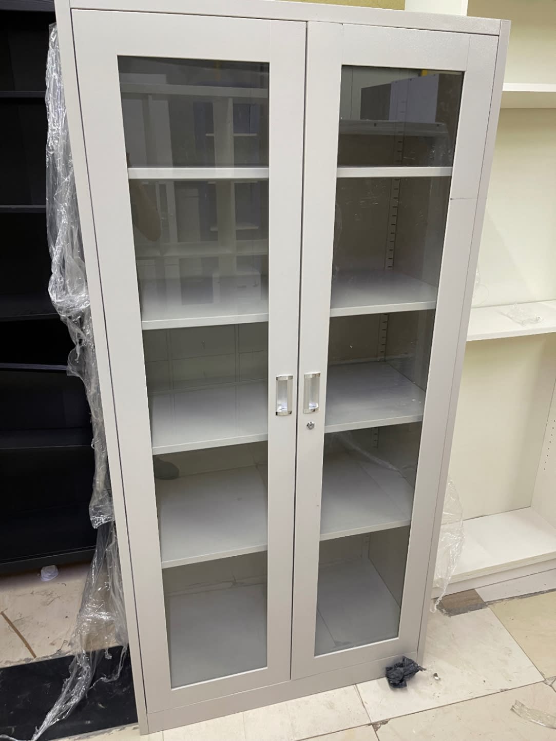 Glass-Door Metal Storage Cabinet