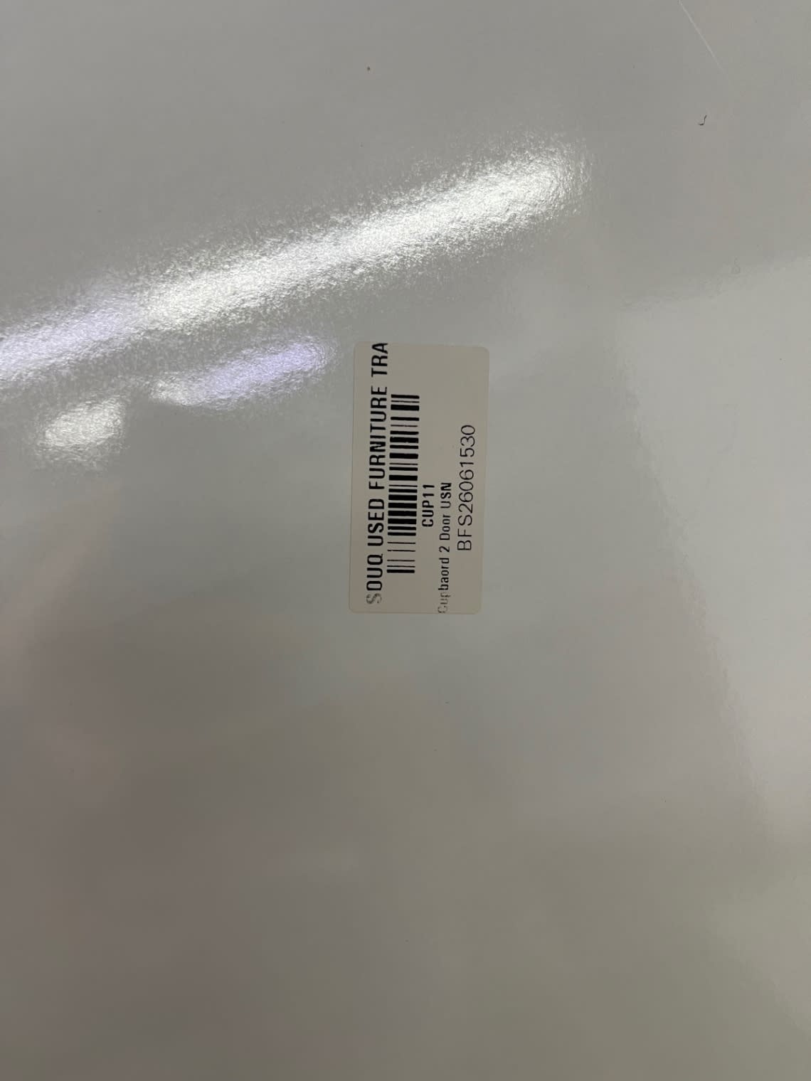 Bufaisal barcode label BFS26061530 for new 2-door white storage cupboard