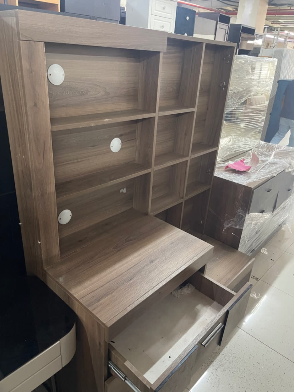 TV Unit with Open Shelves and Drawers 2