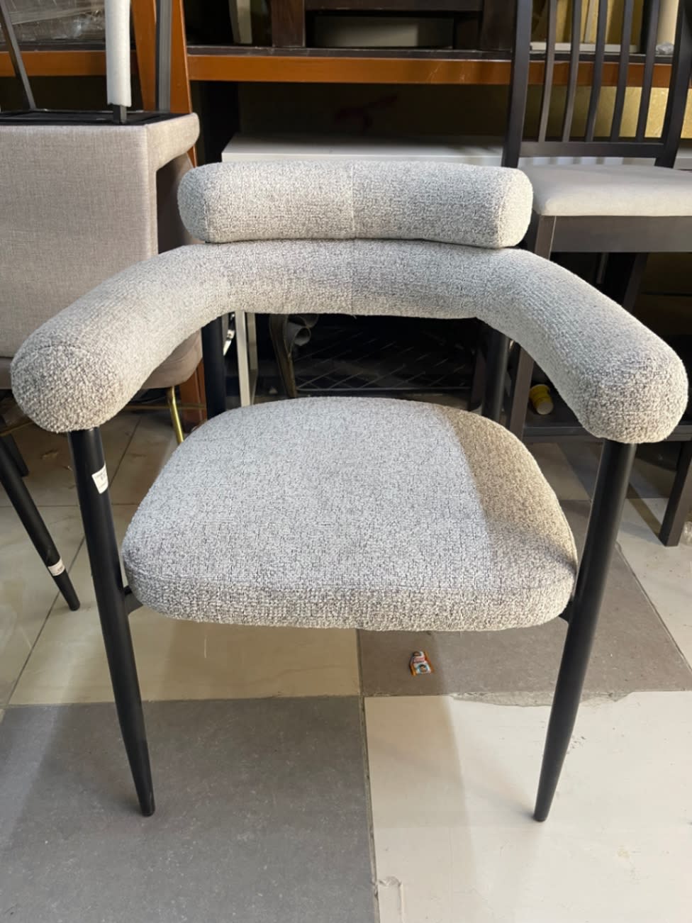 Boucle Dining Chair with Armrests