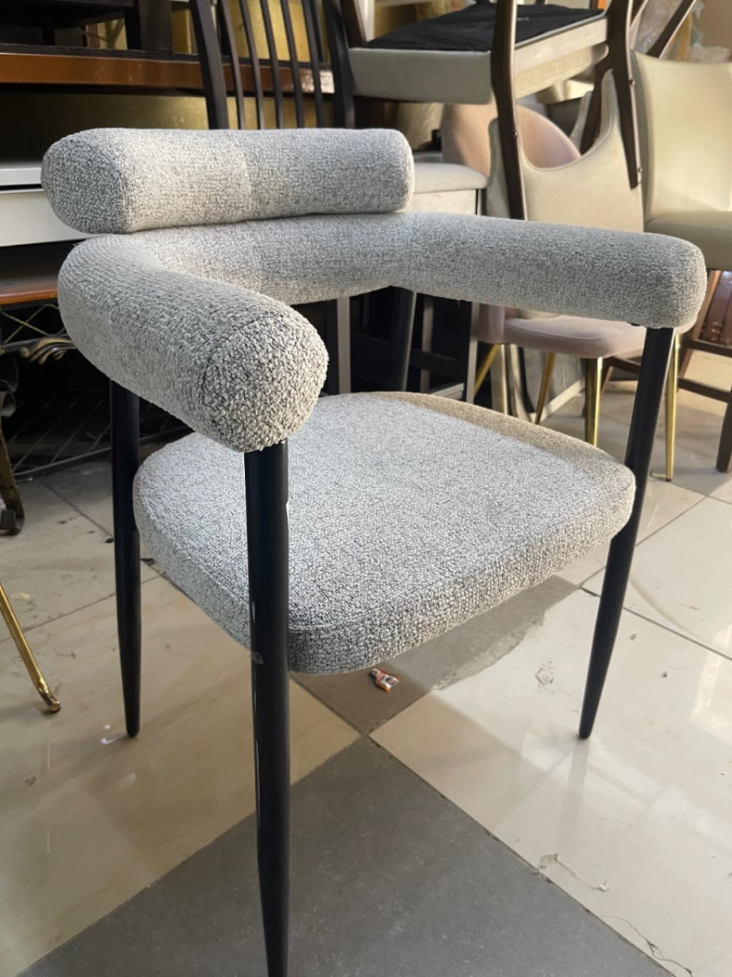 Boucle Dining Chair with Armrests 2