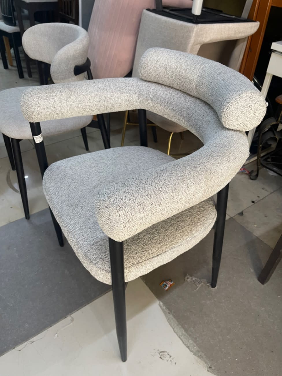 Boucle Dining Chair with Armrests 3