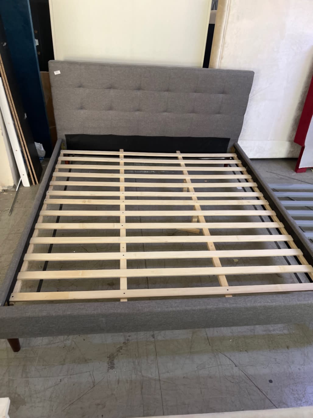 Double Bed Frame with Upholstered Headboard