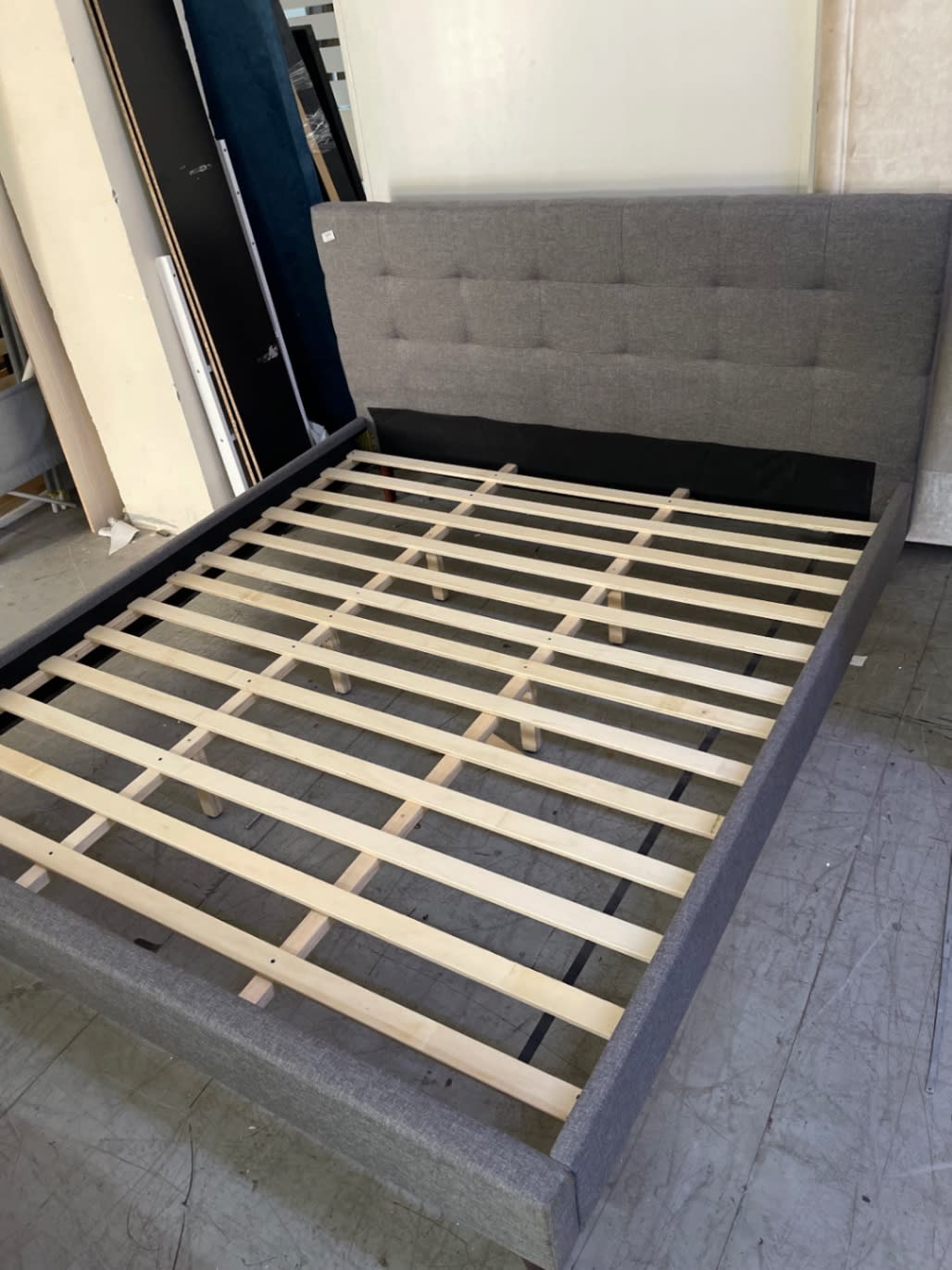 Double Bed Frame with Upholstered Headboard 2