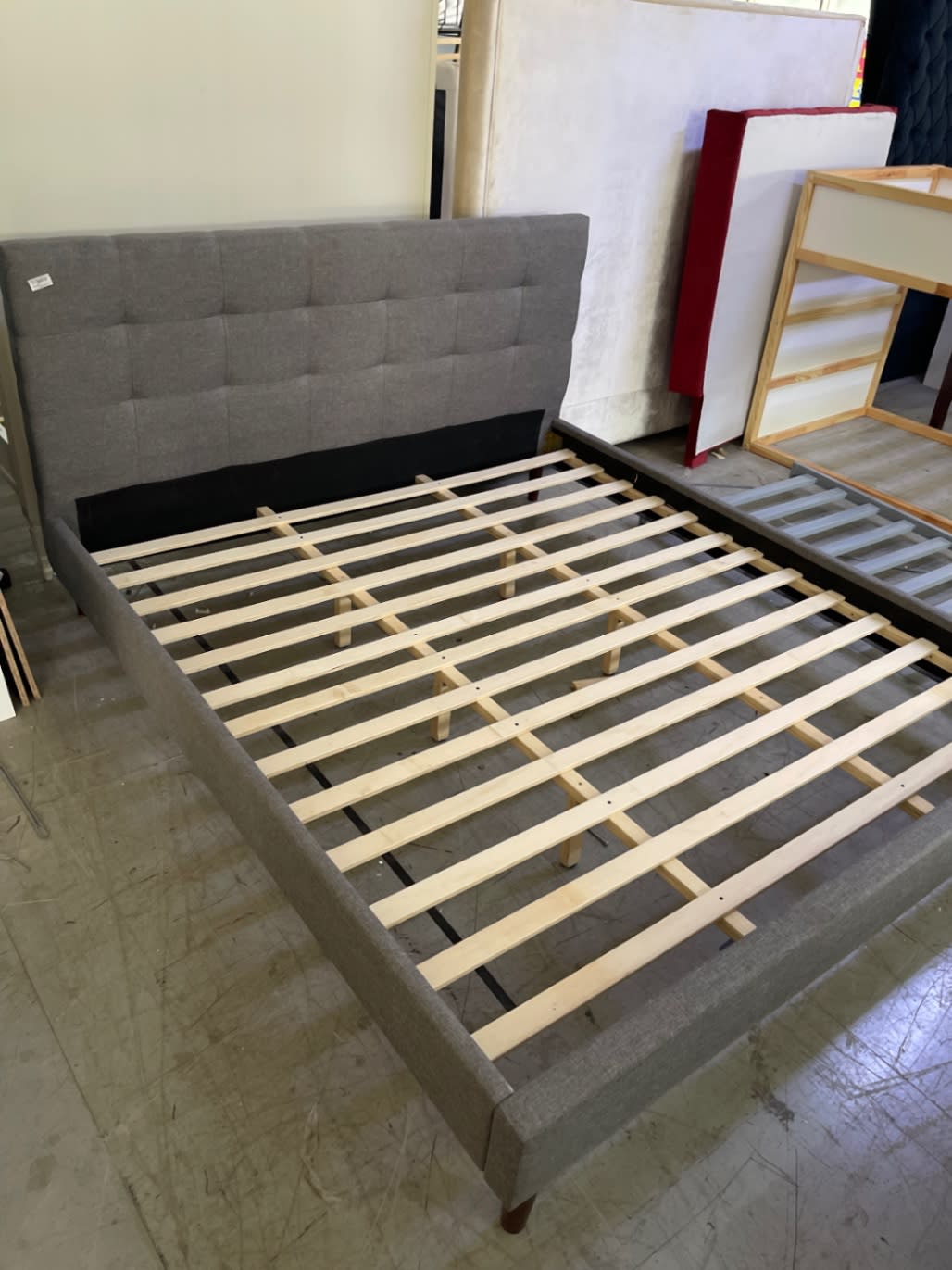 Double Bed Frame with Upholstered Headboard 3
