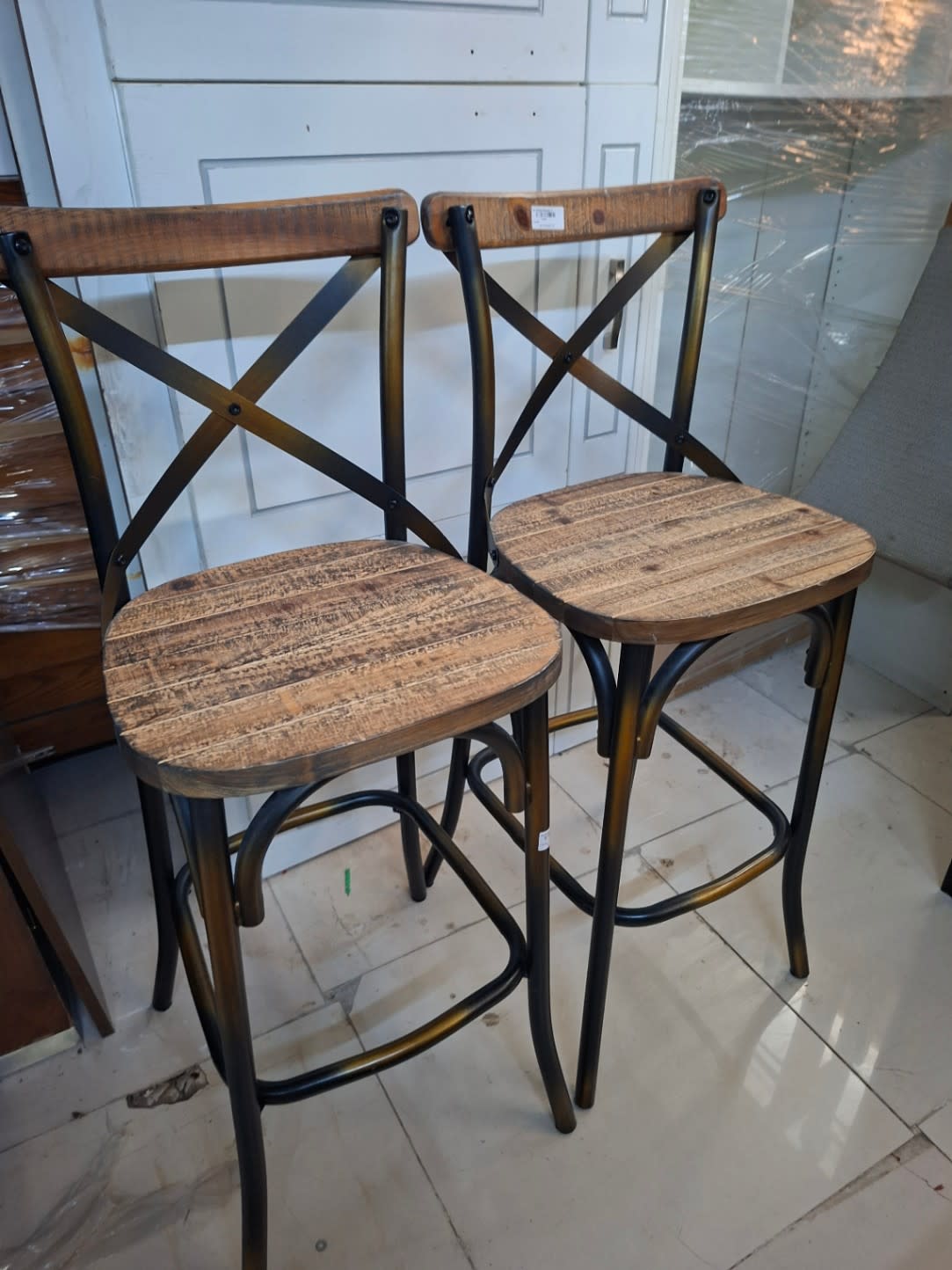 Cross-Back Bar Stool