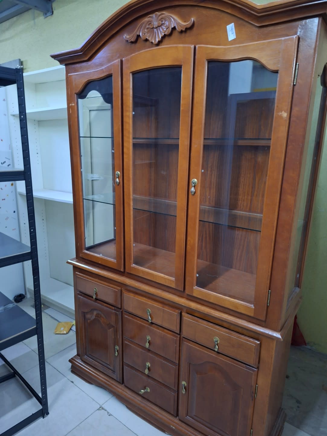 Display Cabinet with Glass Doors and Drawers