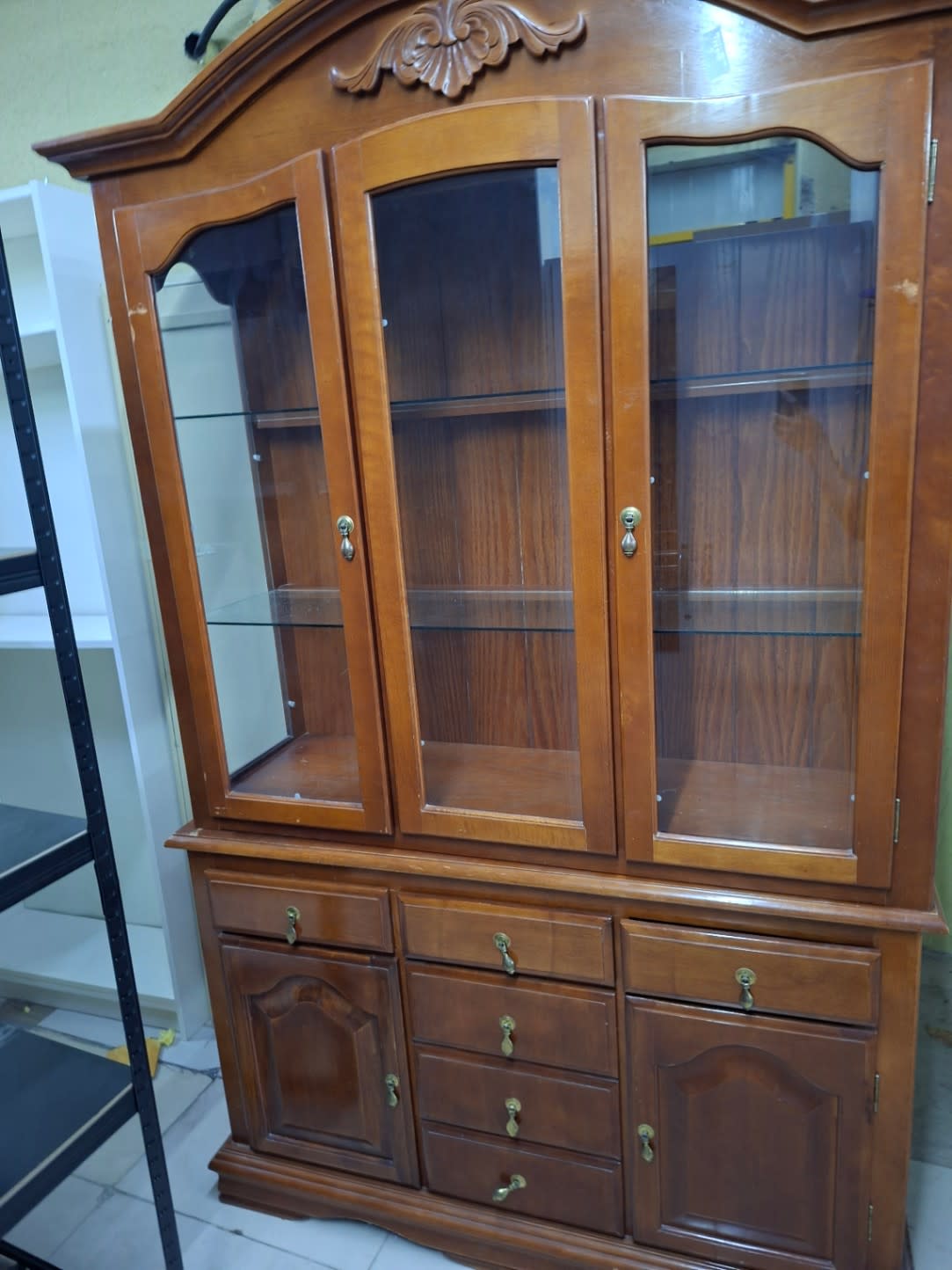 Display Cabinet with Glass Doors and Drawers 3