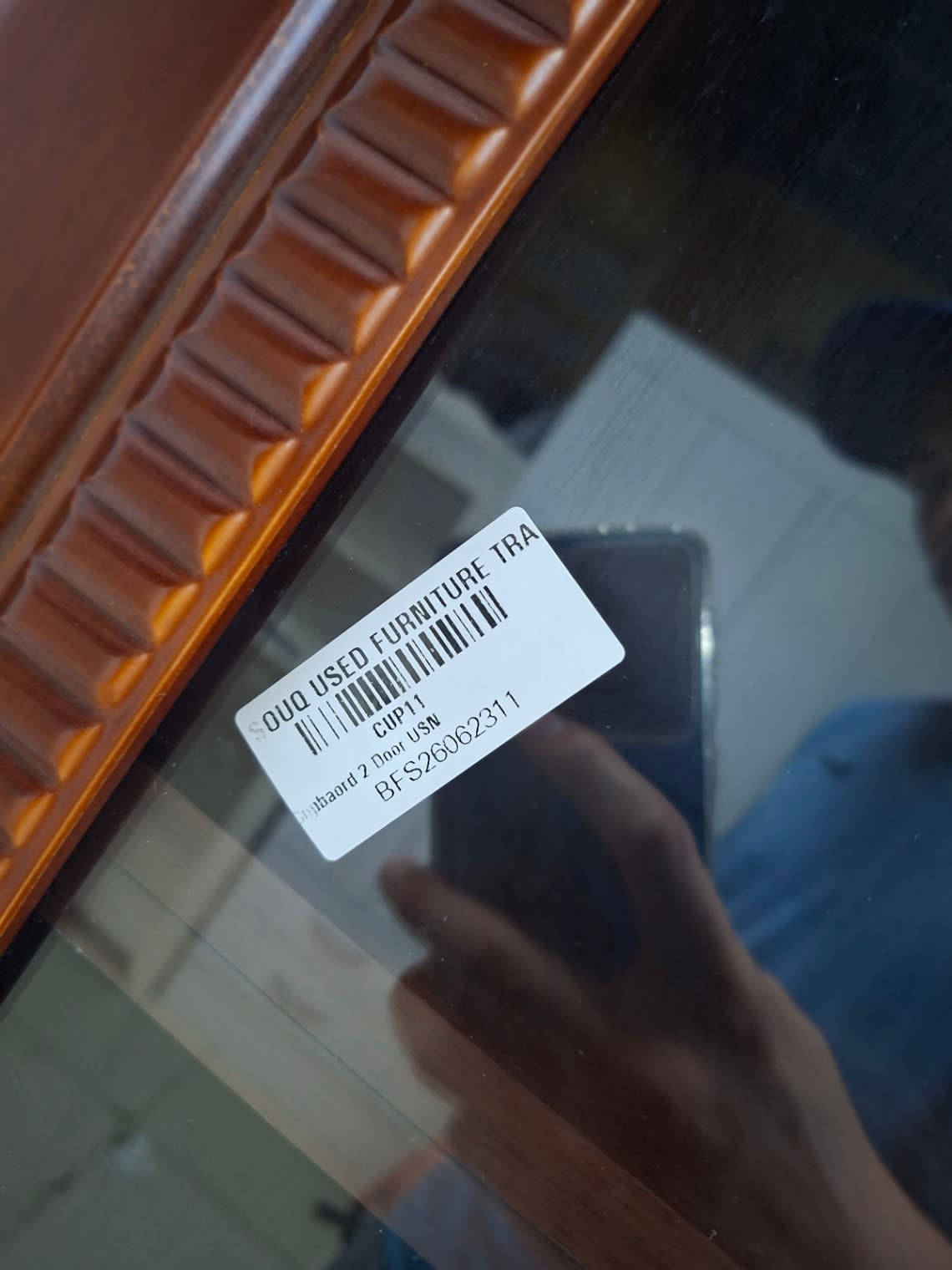 Bufaisal barcode label BFS26062311 for used glass-door display cupboard