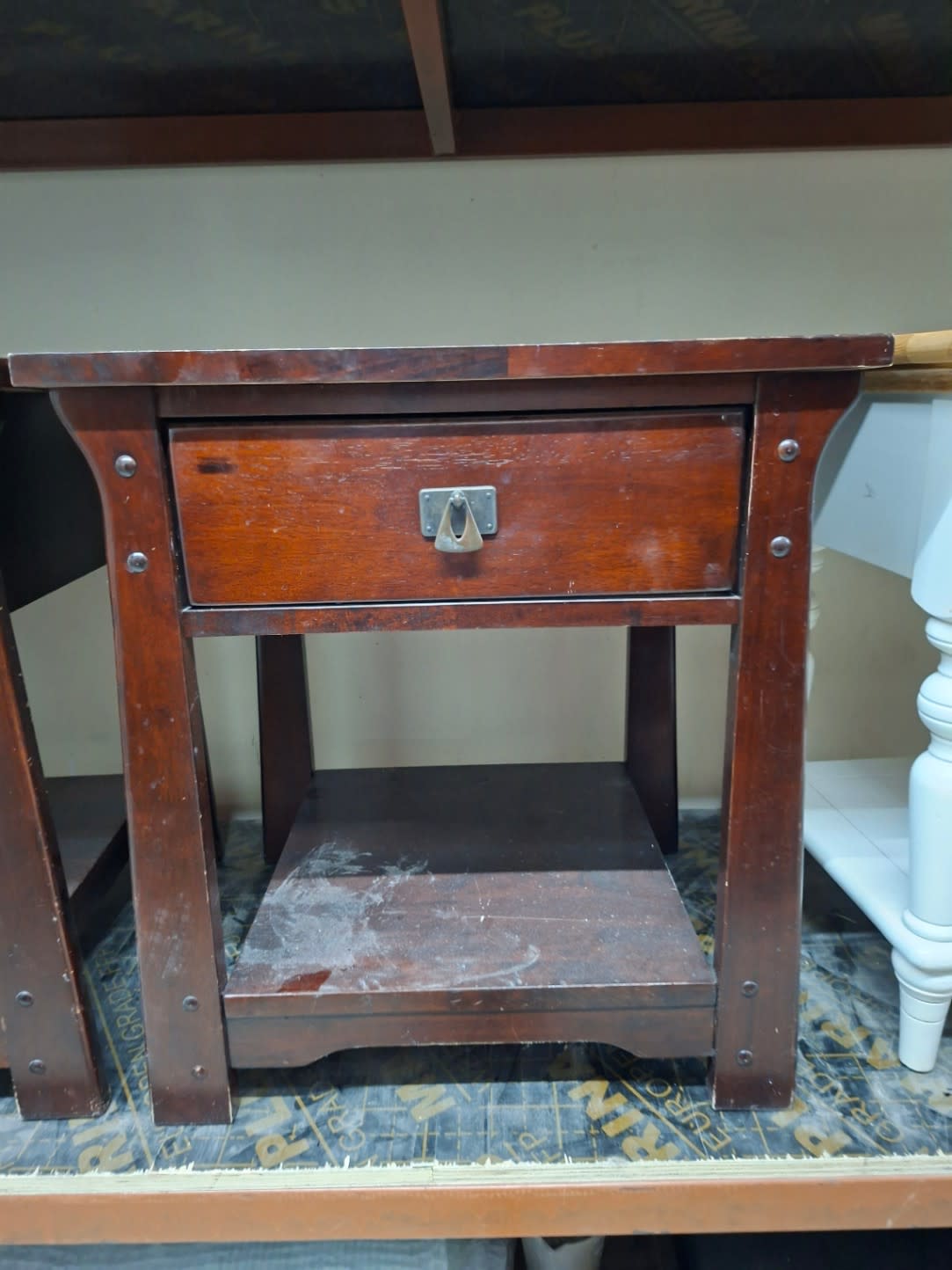 Wooden Nightstand with Drawer and Lower Shelf 3