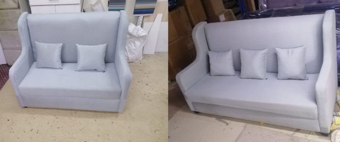 Bufaisal barcode label for new light grey 2-seater sofa — item ID a6485f80