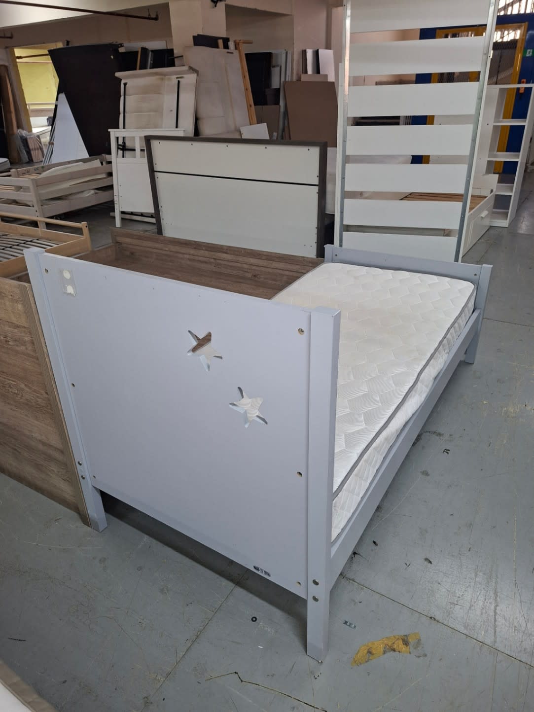 Kids Single Bed Frame with Star Detail and Mattress 3