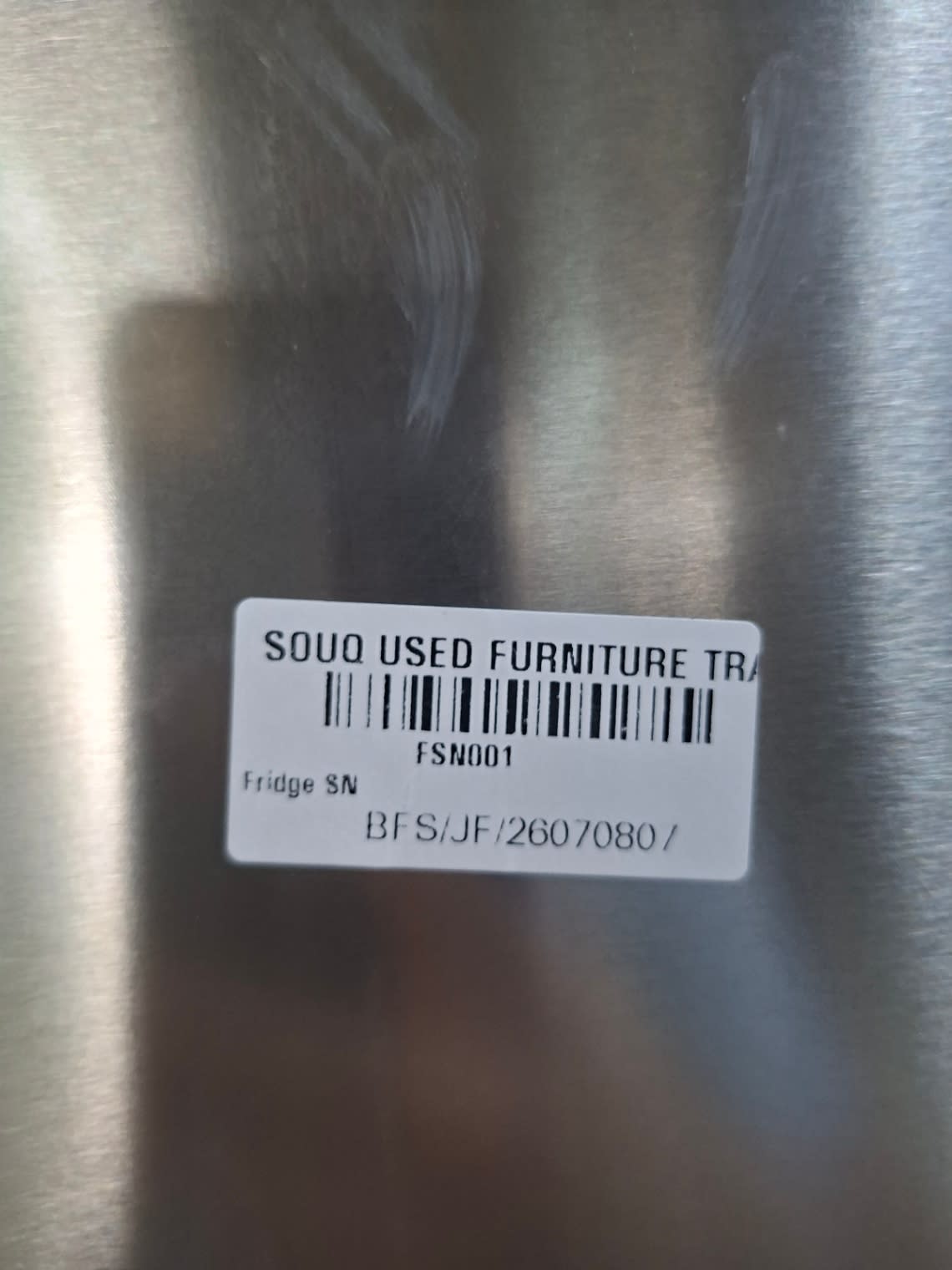 Bufaisal barcode label BFS/JF/2607080/ for used Daewoo top-mount refrigerator