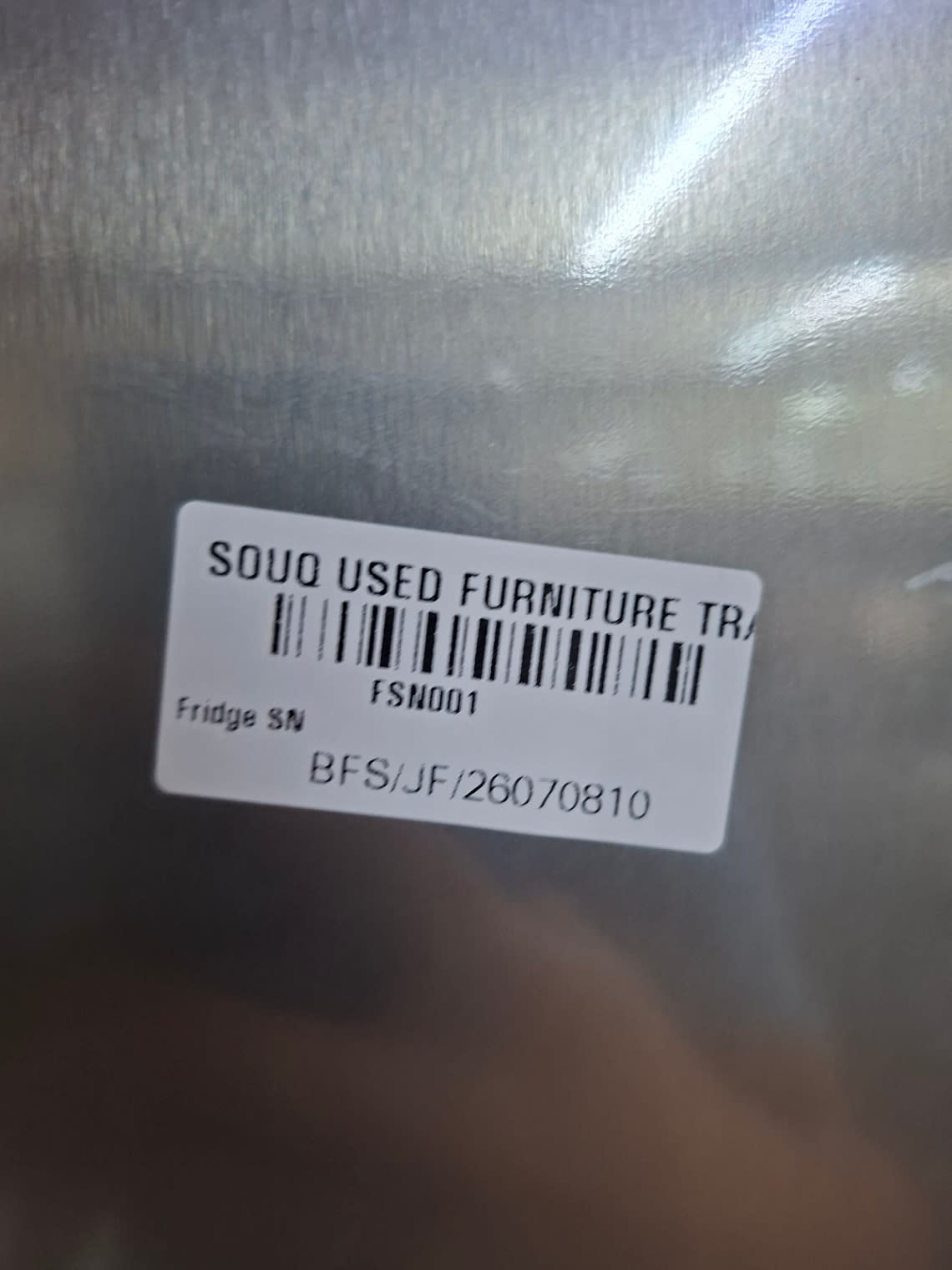 Bufaisal barcode label BFS/JF/26070810 for used Midea top-mount no-frost refrigerator