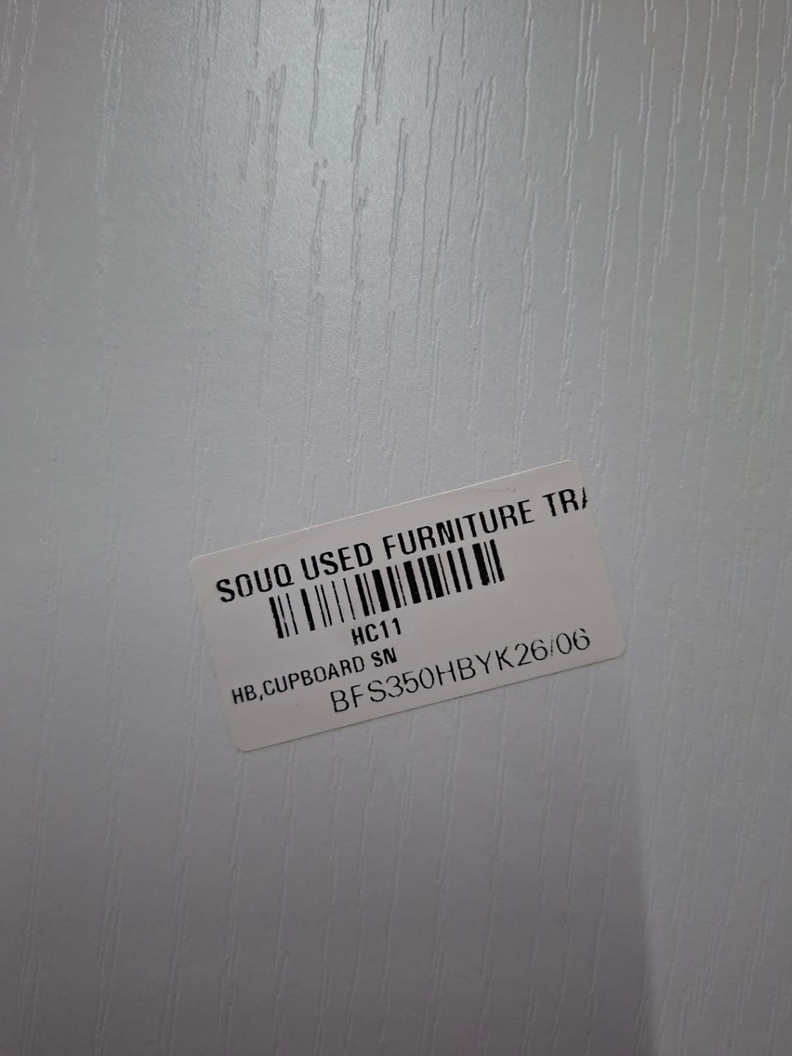 Bufaisal barcode label BFS350HBYK26/06 for new single-door wardrobe with mirror