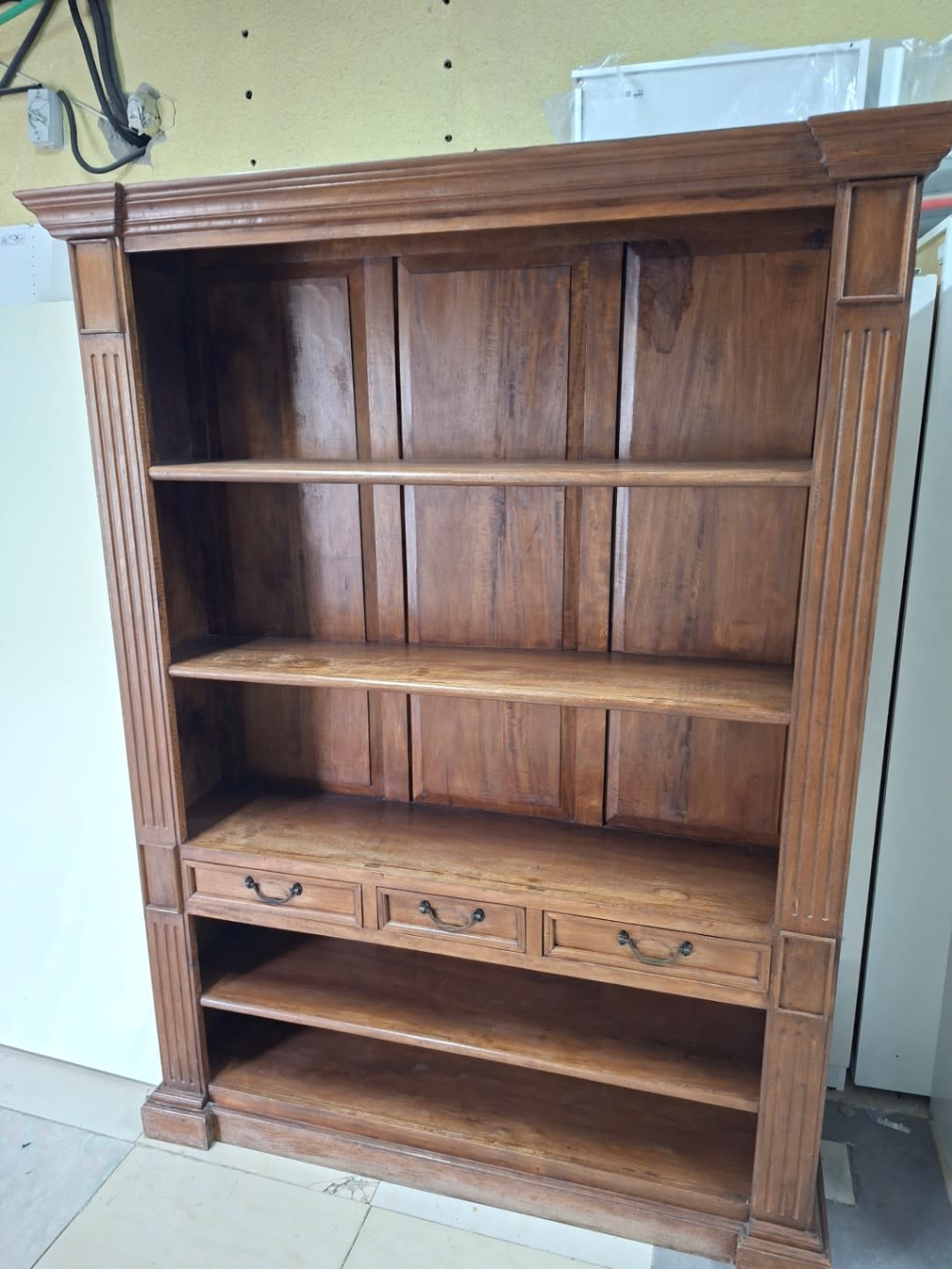 Wooden Bookshelf with Drawers
