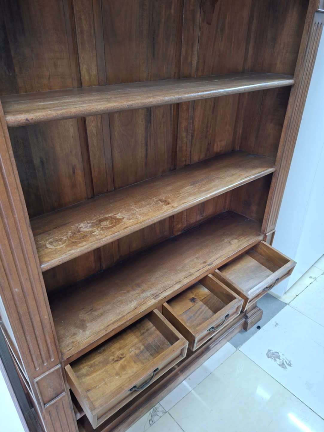 Wooden Bookshelf with Drawers 2